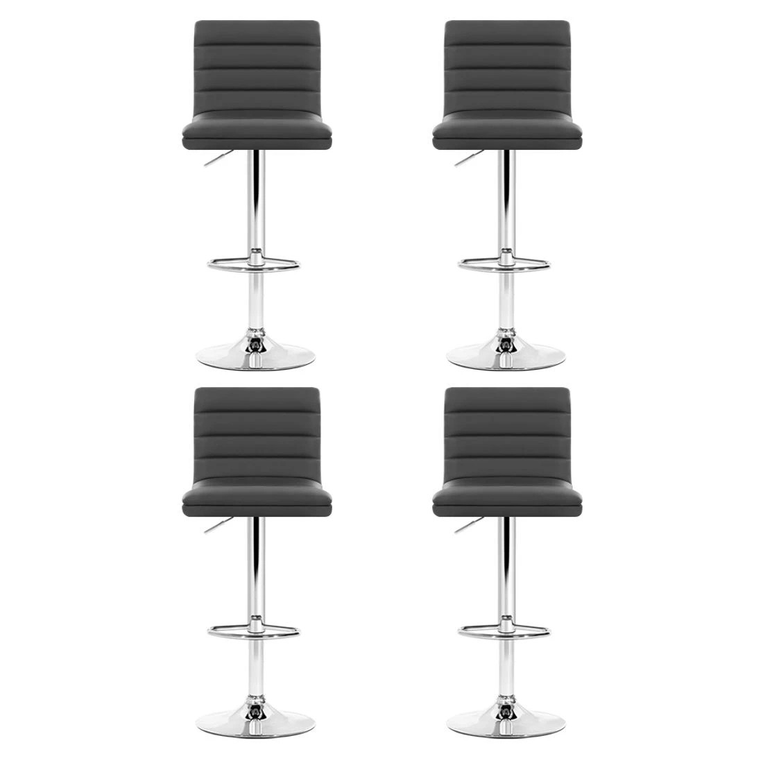 4 Artiss 4x Bar Stools Padded Leather Gas Lift - Grey, 4 of 7