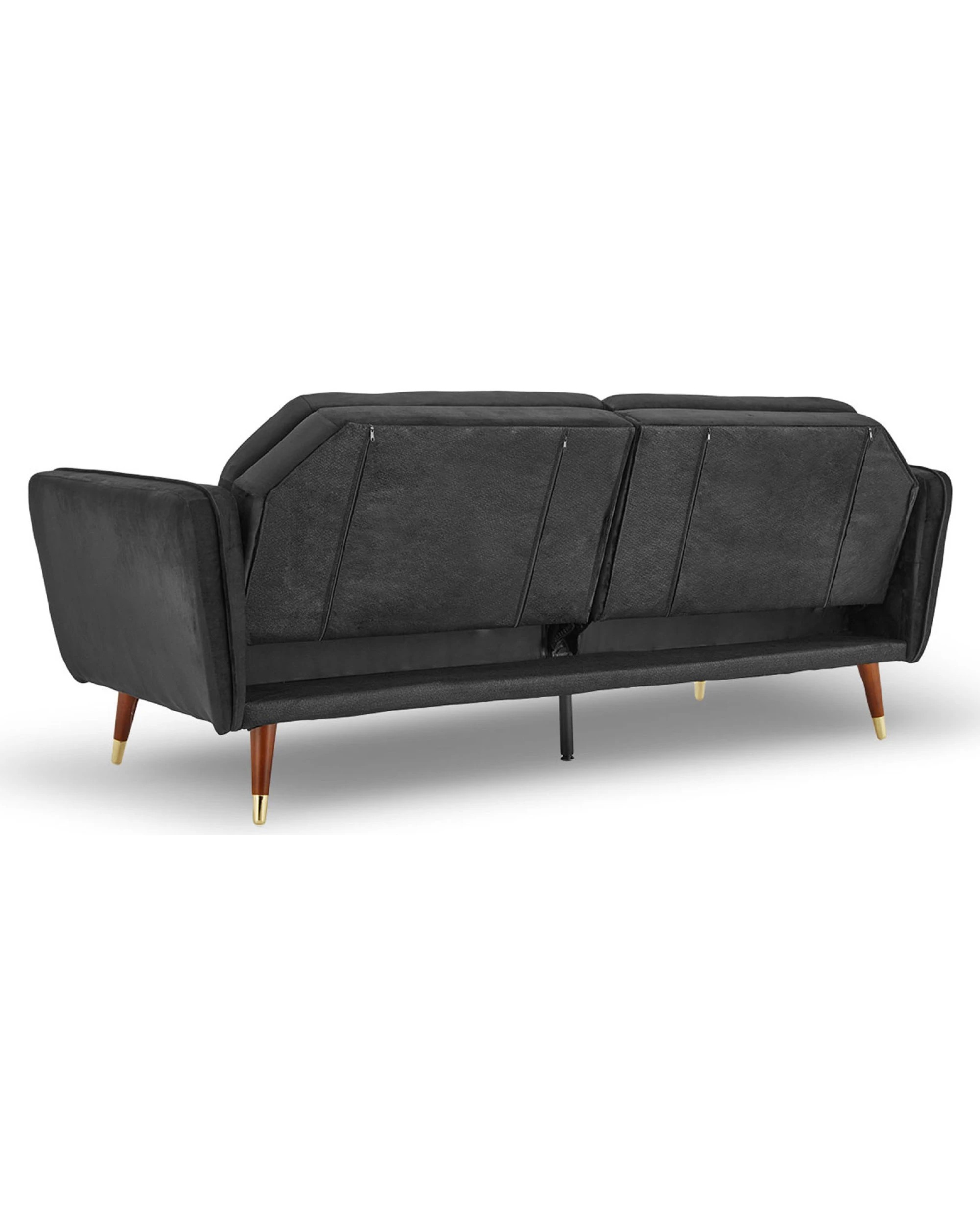4 Sarantino Faux Velvet Tufted Sofa Bed Couch Futon - Black, 4 of 10