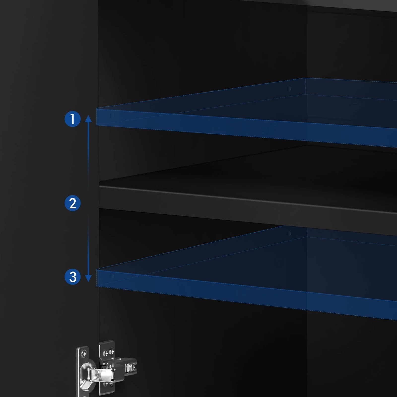 5 Alfordson Buffet Sideboard Cupboard Cabinet Storage Kitchen Hallway Doors - Black, 5 of 10