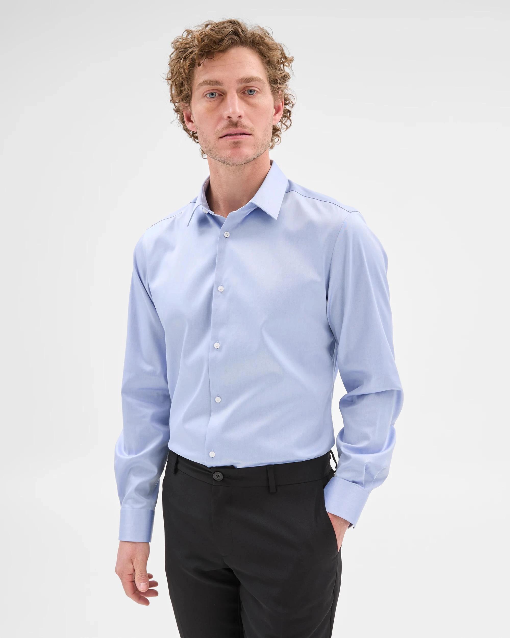 1 Preview Non Iron Long Sleeve Business Shirt BLUE, 1 of 10