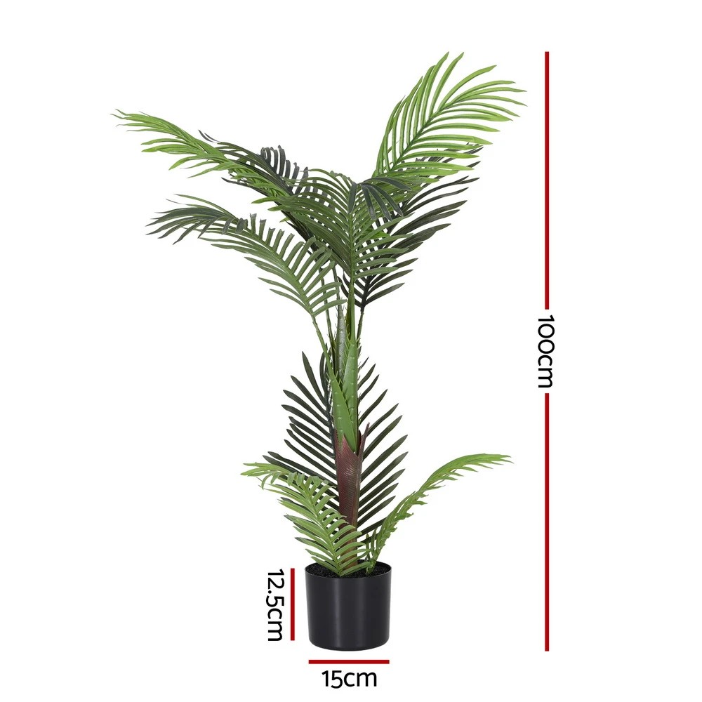 2 Artiss 100cm Artificial Palm Tree Faux Trees Indoor Decor Artificial Plants Lifelike Plant - Green, 2 of 9