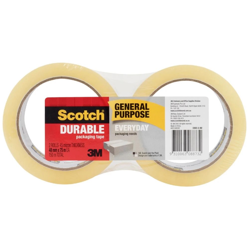1 Scotch General Purpose Packaging Tape 48mm x 75m 2 Pack, 1 of 4