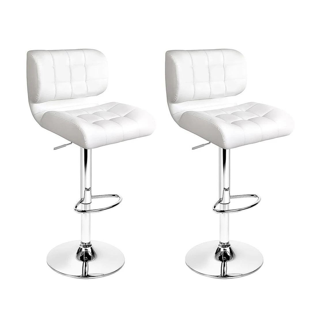1 Artiss 2x Bar Stools Gas Lift - White, 1 of 7