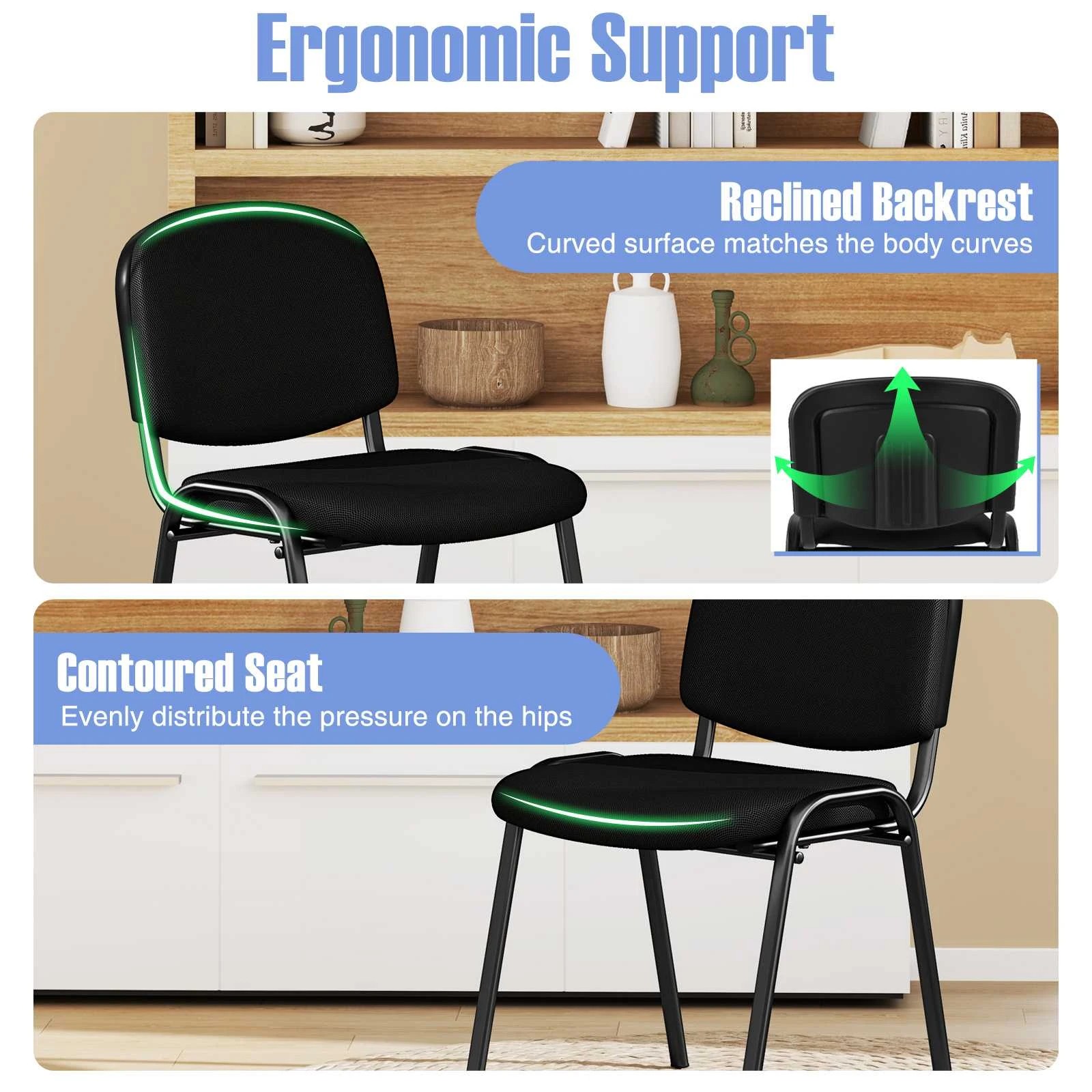 3 Costway 5x Stackable Office Conference Chairs Meeting Reception Chair, 3 of 10