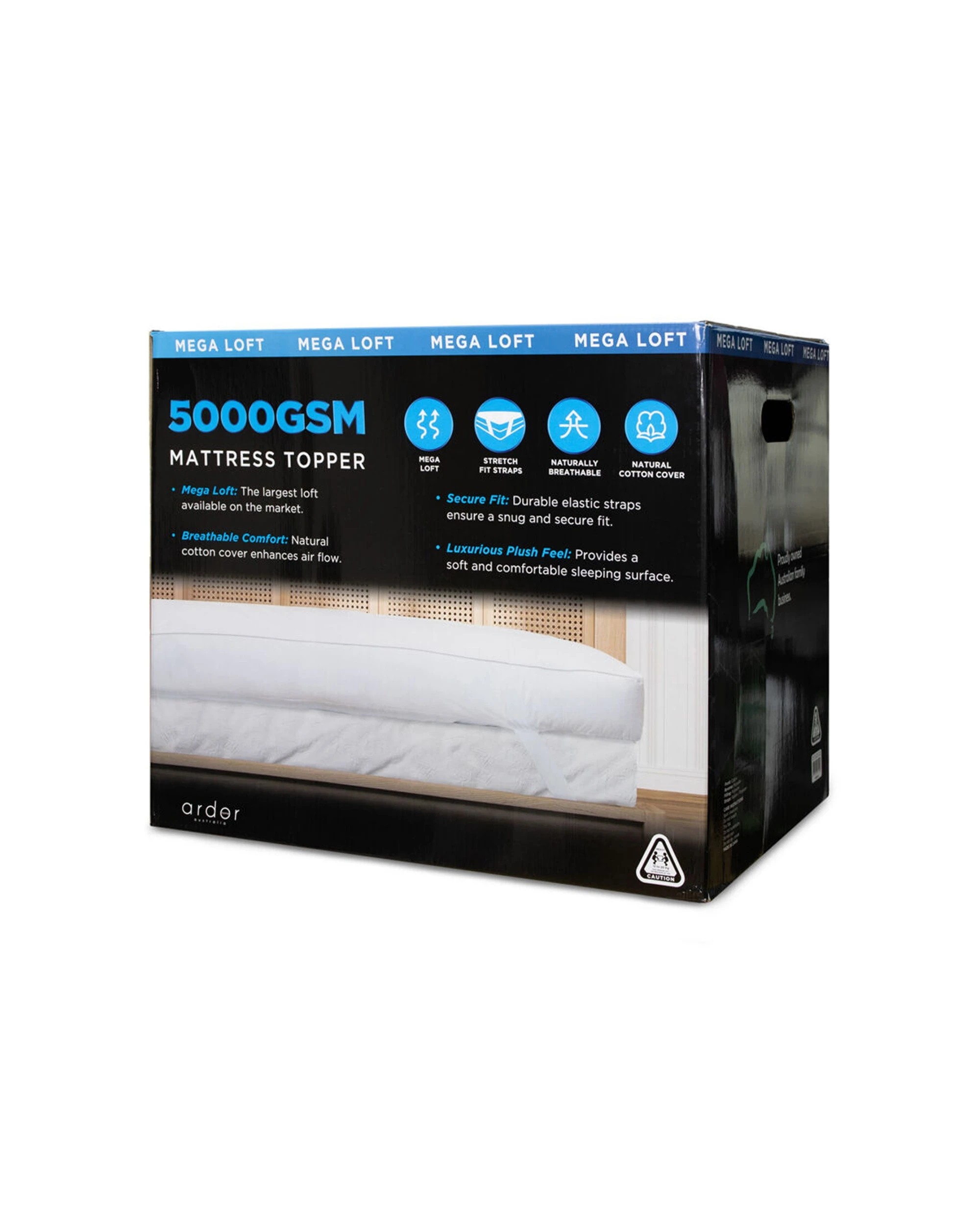 3 Ardor Single 5000GSM Ball Fibre Mega Loft Mattress Topper - White, 3 of 5
