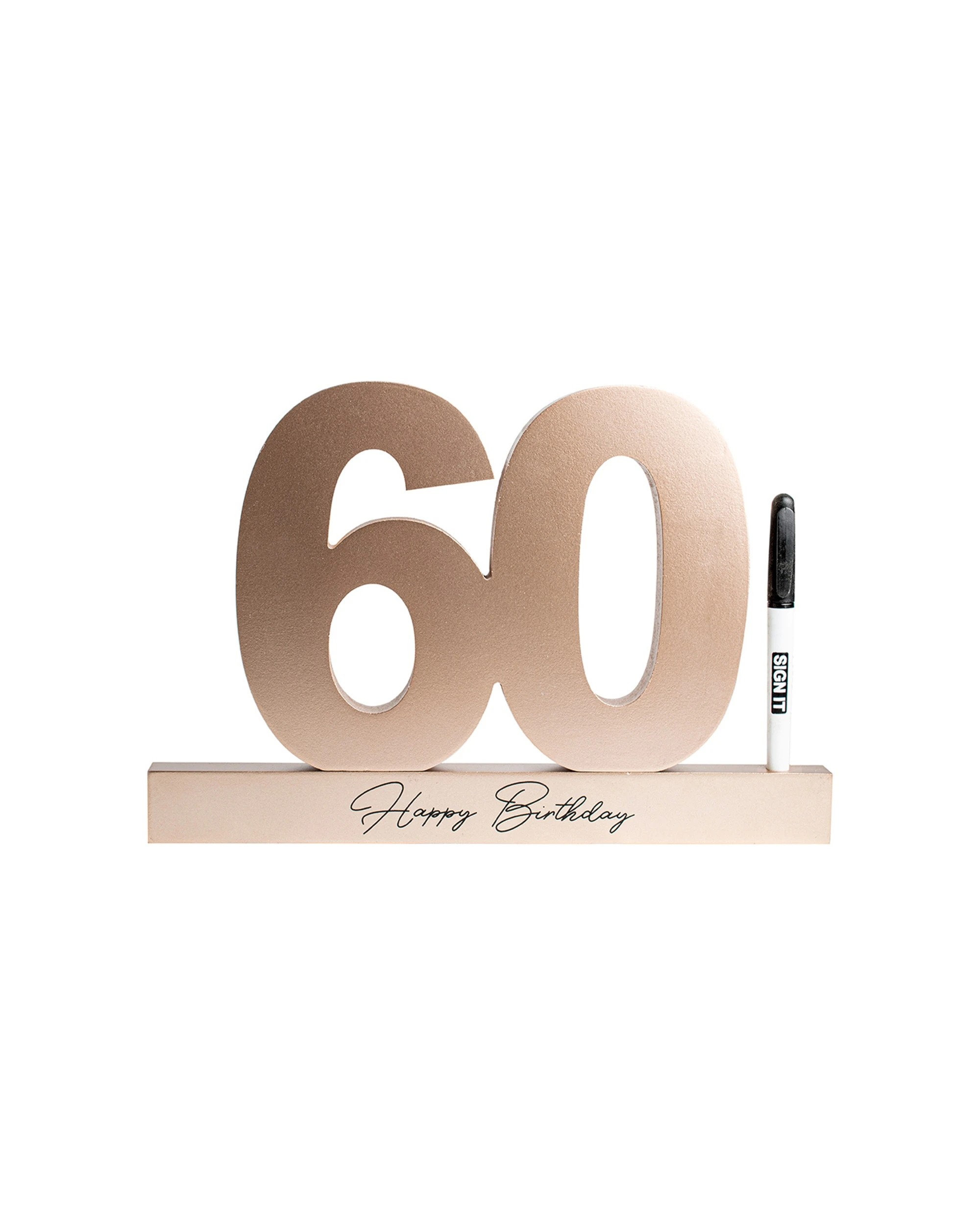 3 60th Rose Gold Signature Block Novelty Birthday Message Party Statue Set
 - Gold, 3 of 3