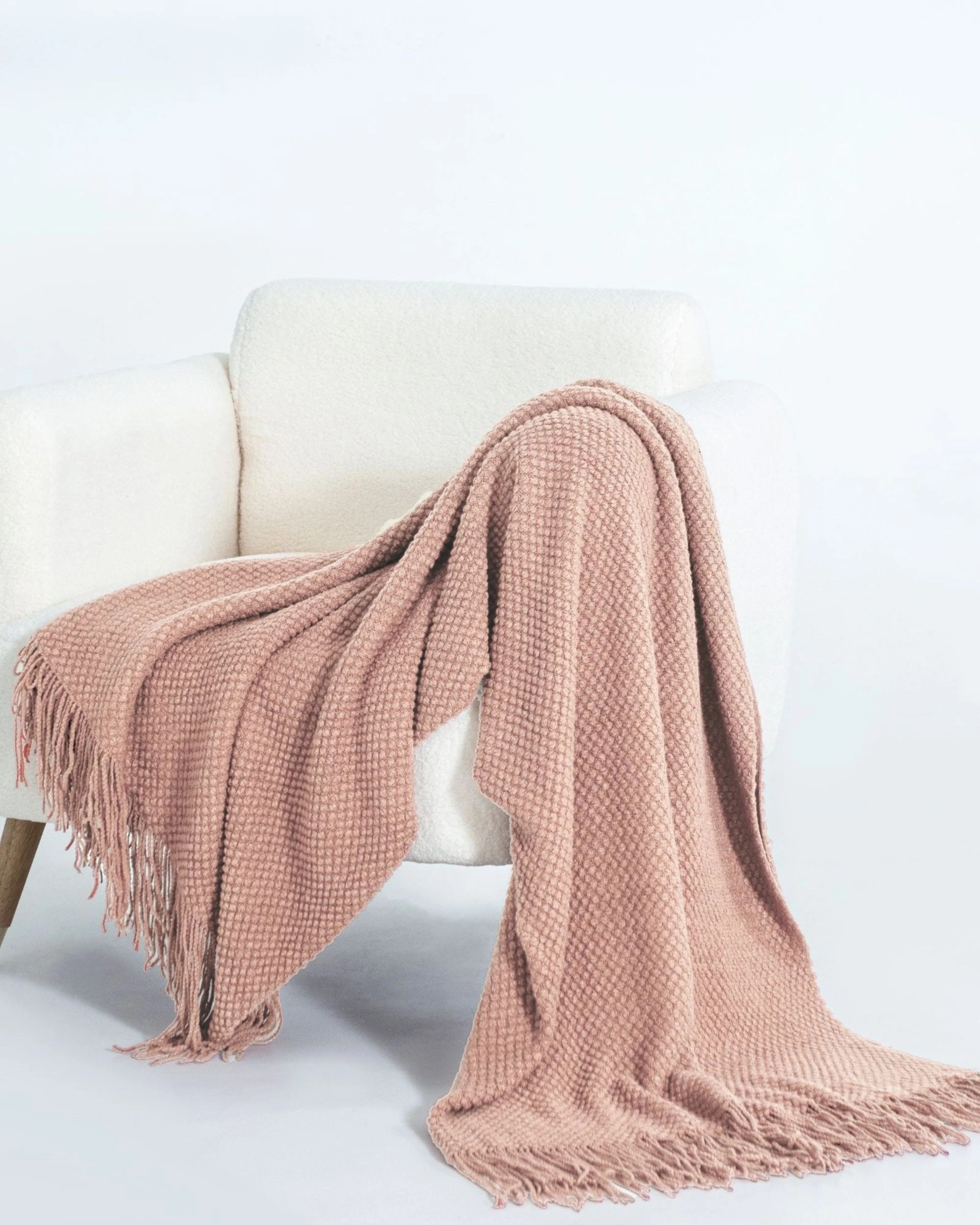 3 Gioia Casa Micro Plush Knitted Throw Blanket Soft Warm Lightweight - Pink, 3 of 7