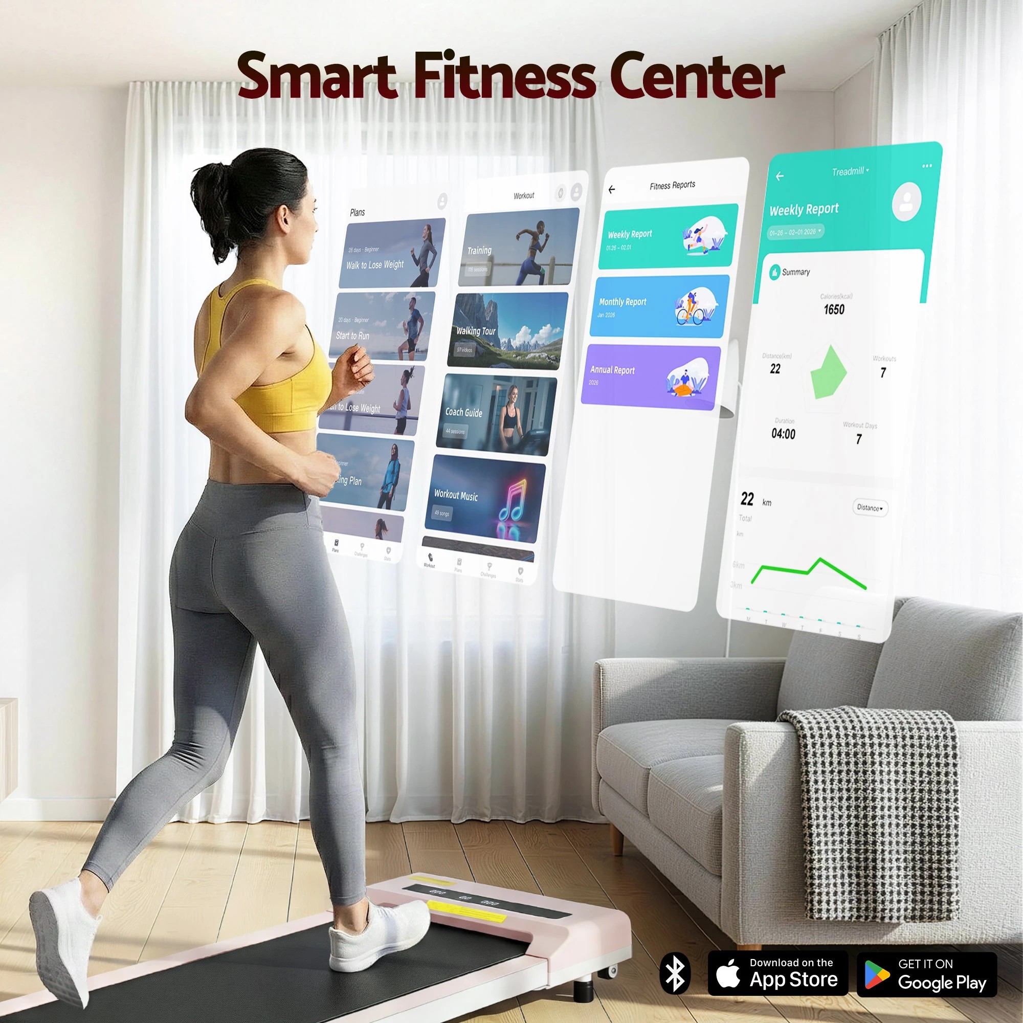 4 Everfit Treadmill Electric Walking Pad Under Desk Home Gym Fitness 360mm - Pink, 4 of 7