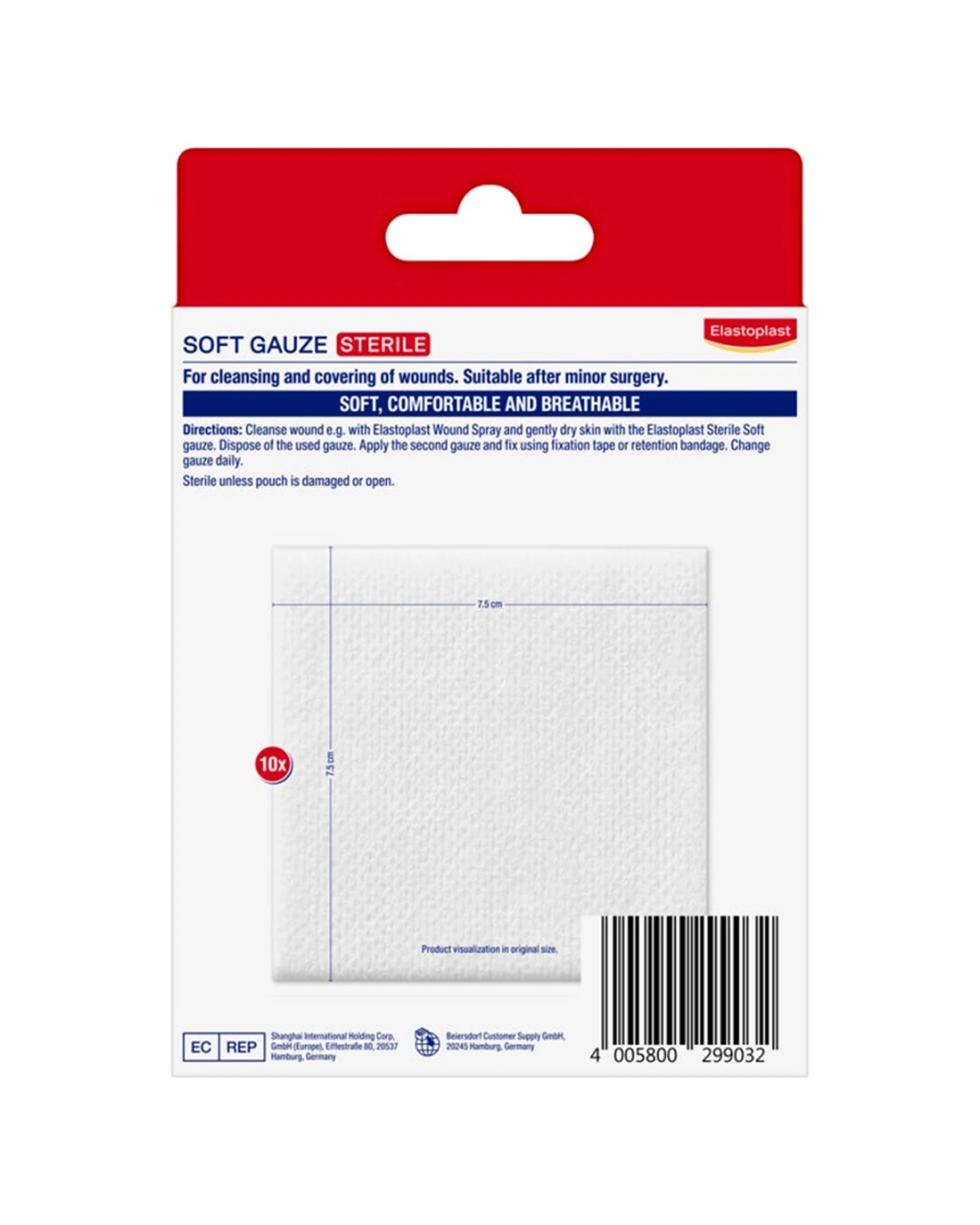 3 Elastoplast Soft Gauze 7.5cm x 7.5cm 10 Pack - White, 3 of 3