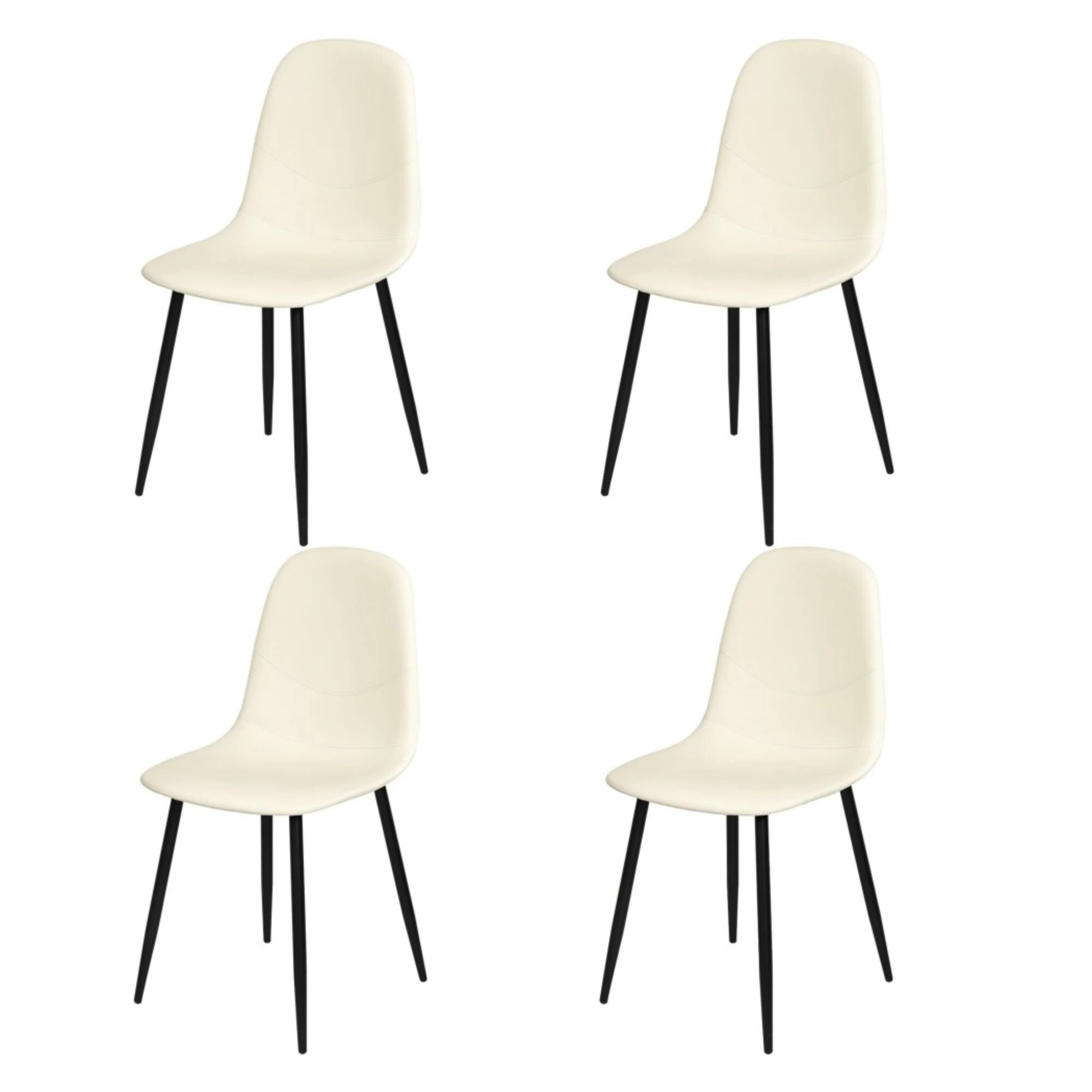 1 Levede 4x Dining Chairs Kitchen Eames Accent Chair Lounge Room Padded PU Leather - Beige, 1 of 8