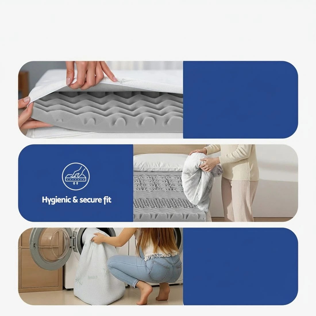 9 Giselle Bedding 8cm Memory Foam Mattress Topper 7-Zone Graphite King Single - King Single Bed - Grey, 9 of 9