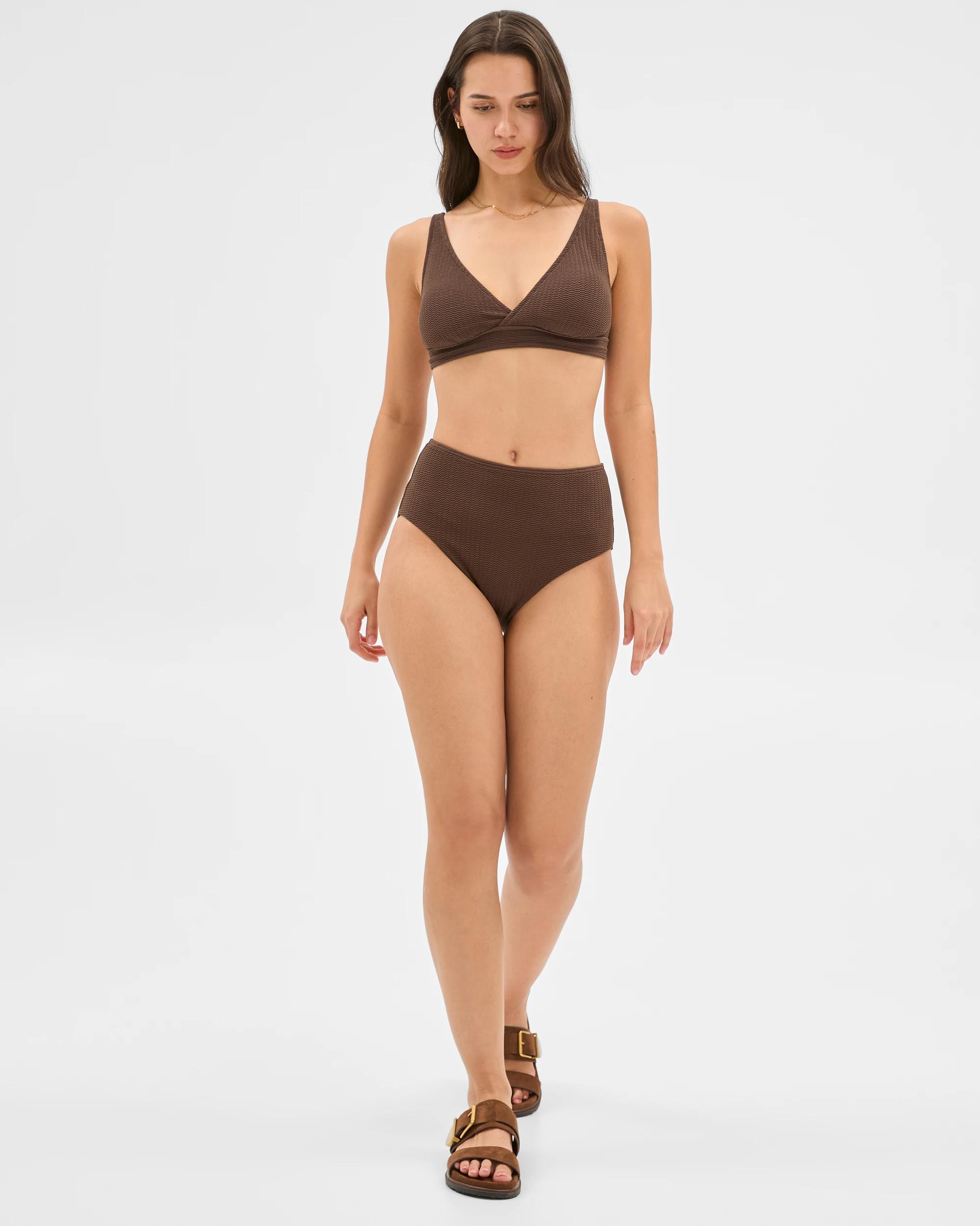 2 Target Resort Crinkle Plunge Swim Bikini Top CHOCOLATE, 2 of 7