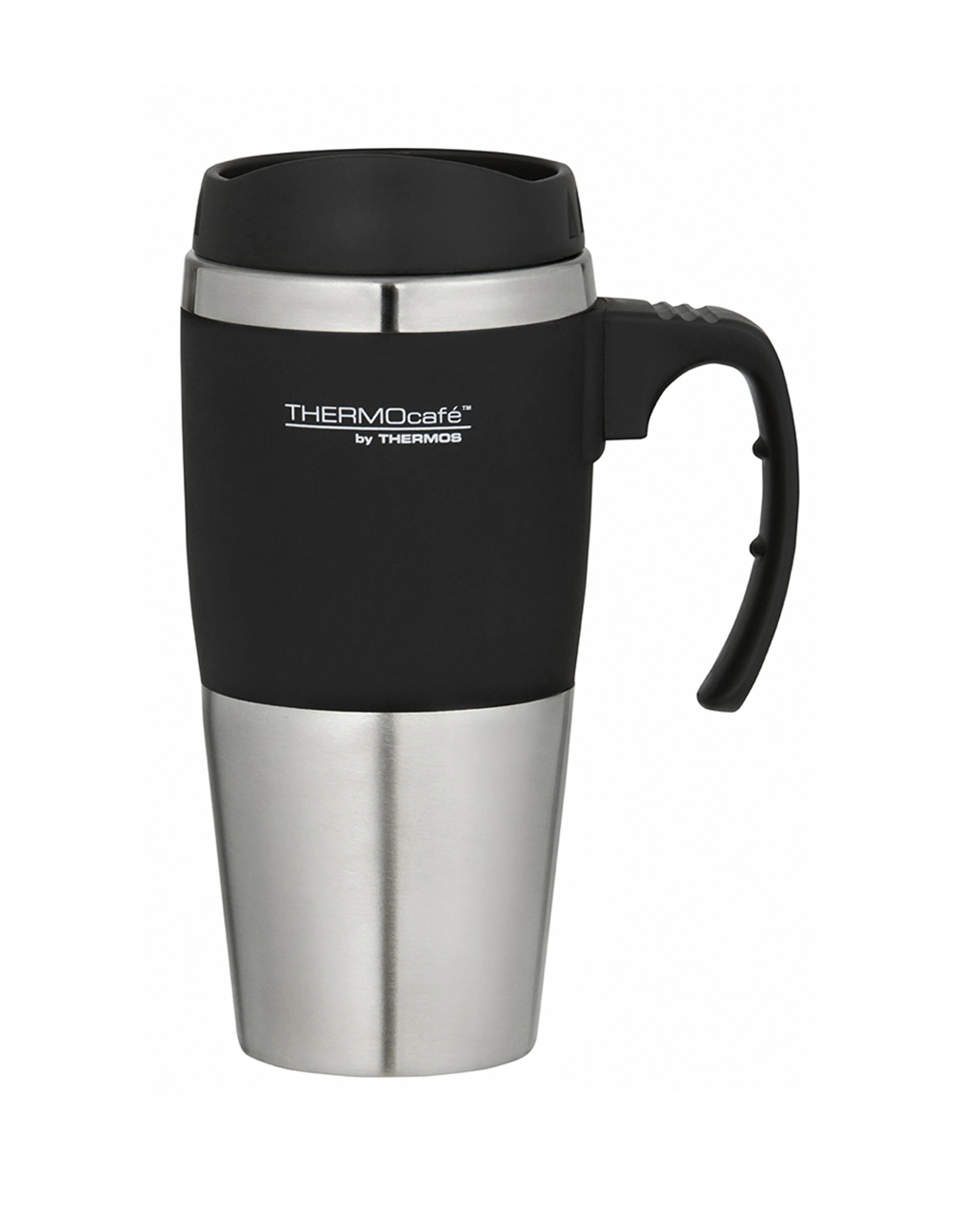 3 Thermocafe Stainless Steel Double Wall Travel Mug 450ml Spill-resistant Lid - Black, 3 of 3