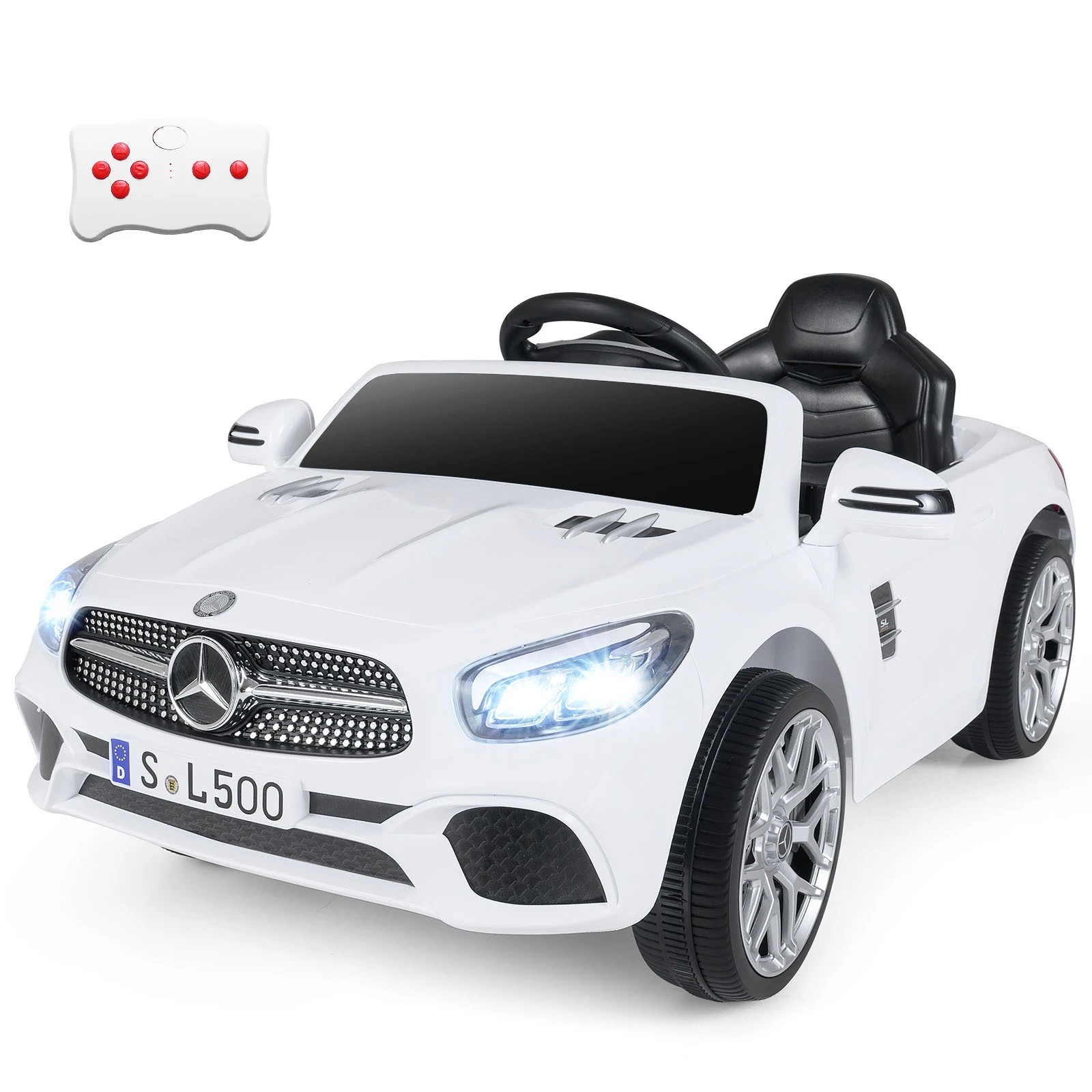 1 Costway 12V Mercedes Benz Licensed Ride On Car Electric Vehicle - White, 1 of 1