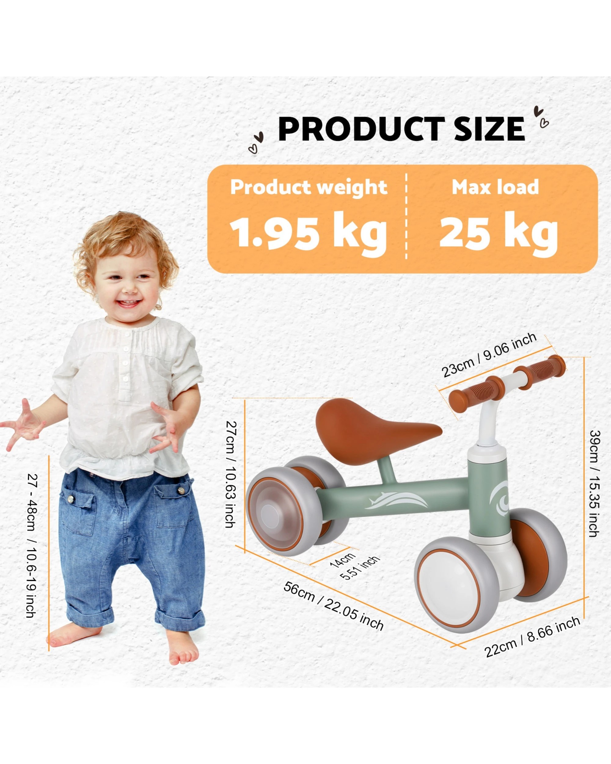 2 Advwin Baby Balance Bike w/Colorful Lighting Wheels Toddler No Pedal Push Bicycle Ride on Toy for 12-36 Month Green, 2 of 10