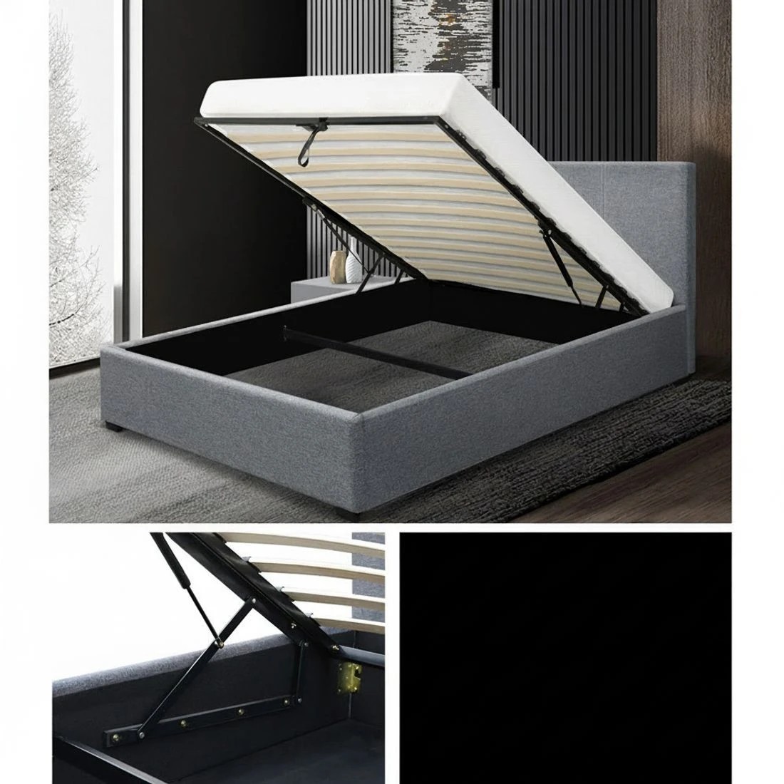 5 Artiss Bed Frame King Single Size Gas Lift  NINO - Grey, 5 of 10