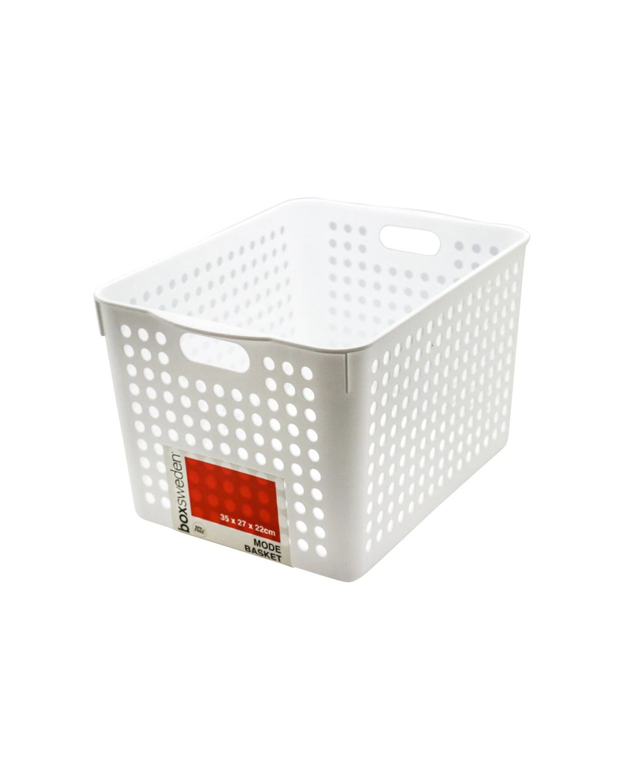 2 Boxsweden 35cm Mode Basket Home Storage Organiser With Handles Aerated Design
 - White, 2 of 2