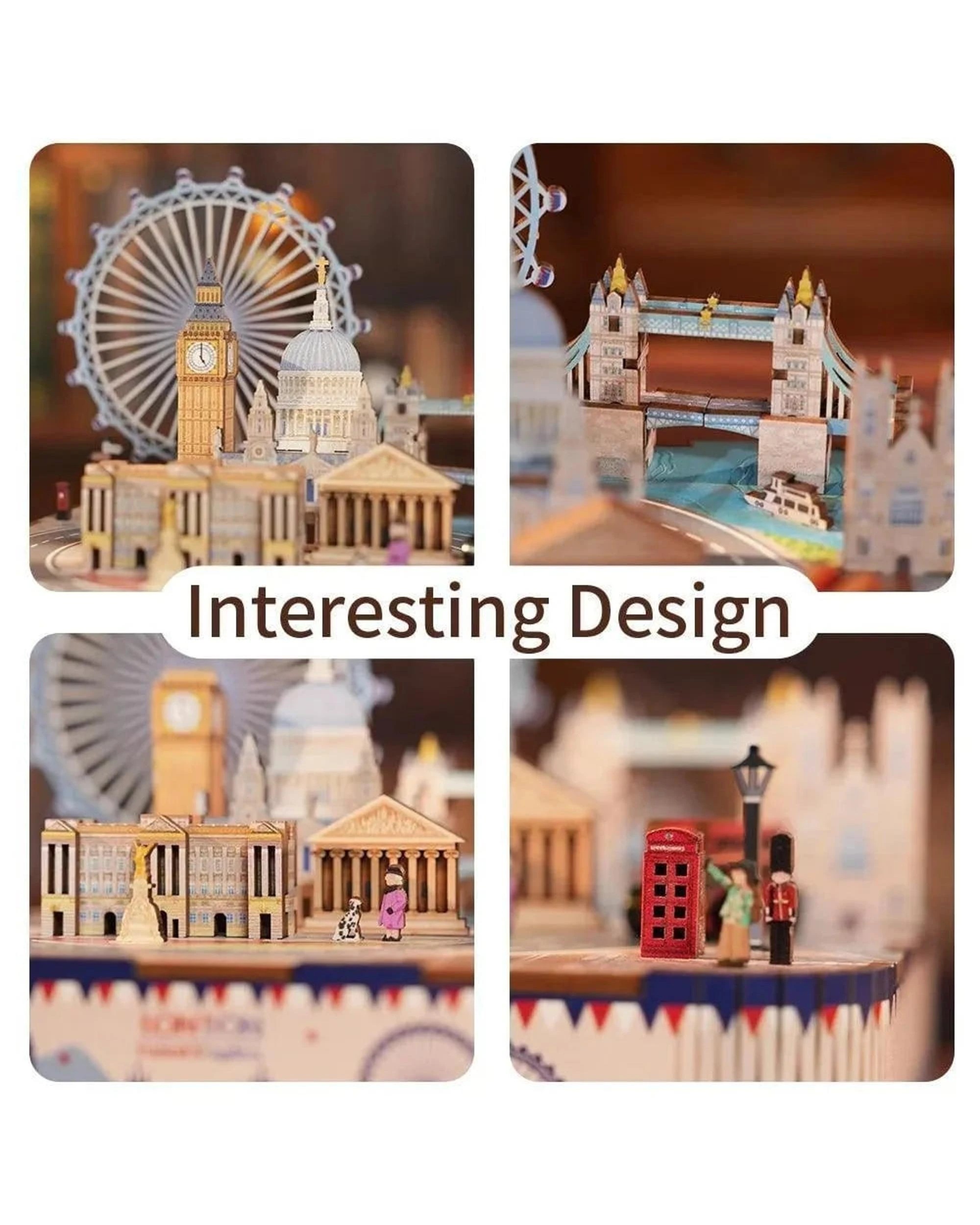 6 Tonecheer 3D Wooden Puzzle DIY Rotating Music Box - London, 6 of 10
