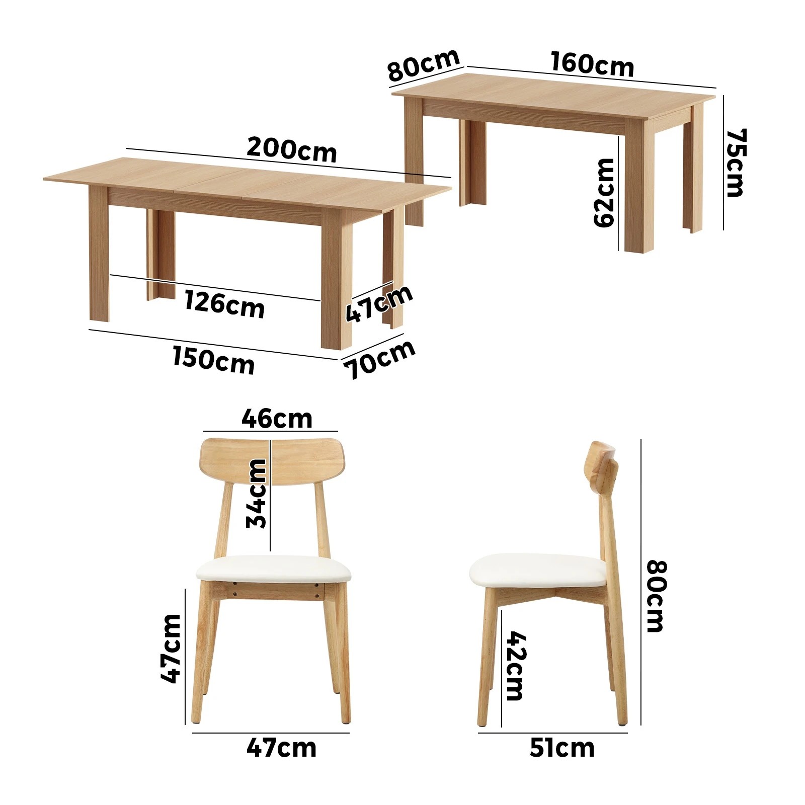 9 Oikiture 200cm Extendable Dining Table With 6x Dining Chairs Pu Leather
 - Multi, 9 of 10