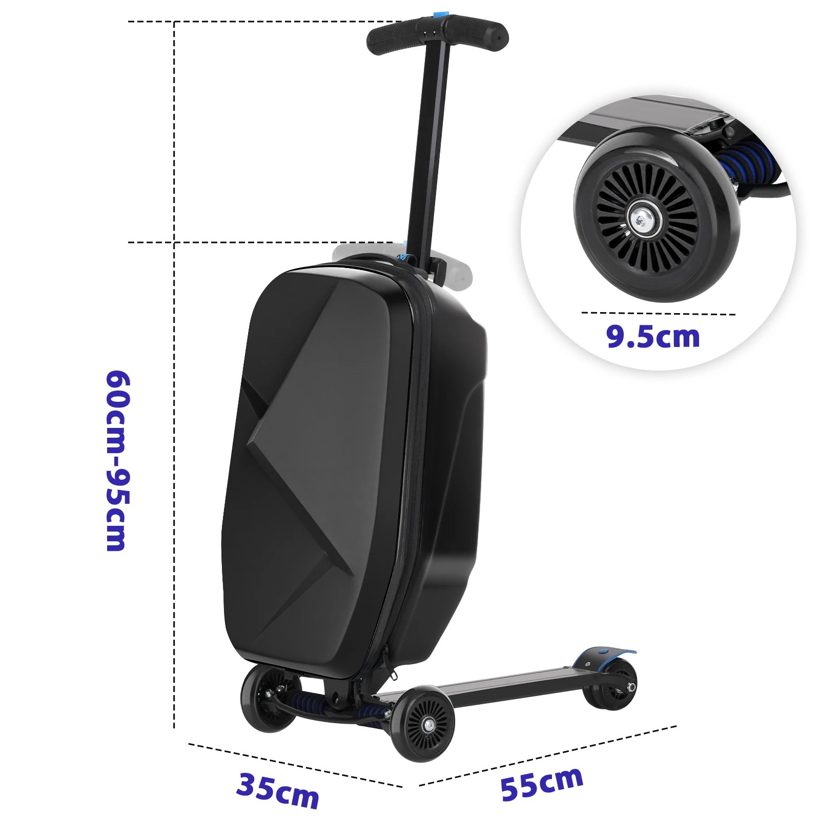 9 Advwin Foldable Scooter Suitcase LED Wheels Ride-on LuggageCarry-on Luggage & Travel Scooter Ride-on Suitcase, 9 of 9