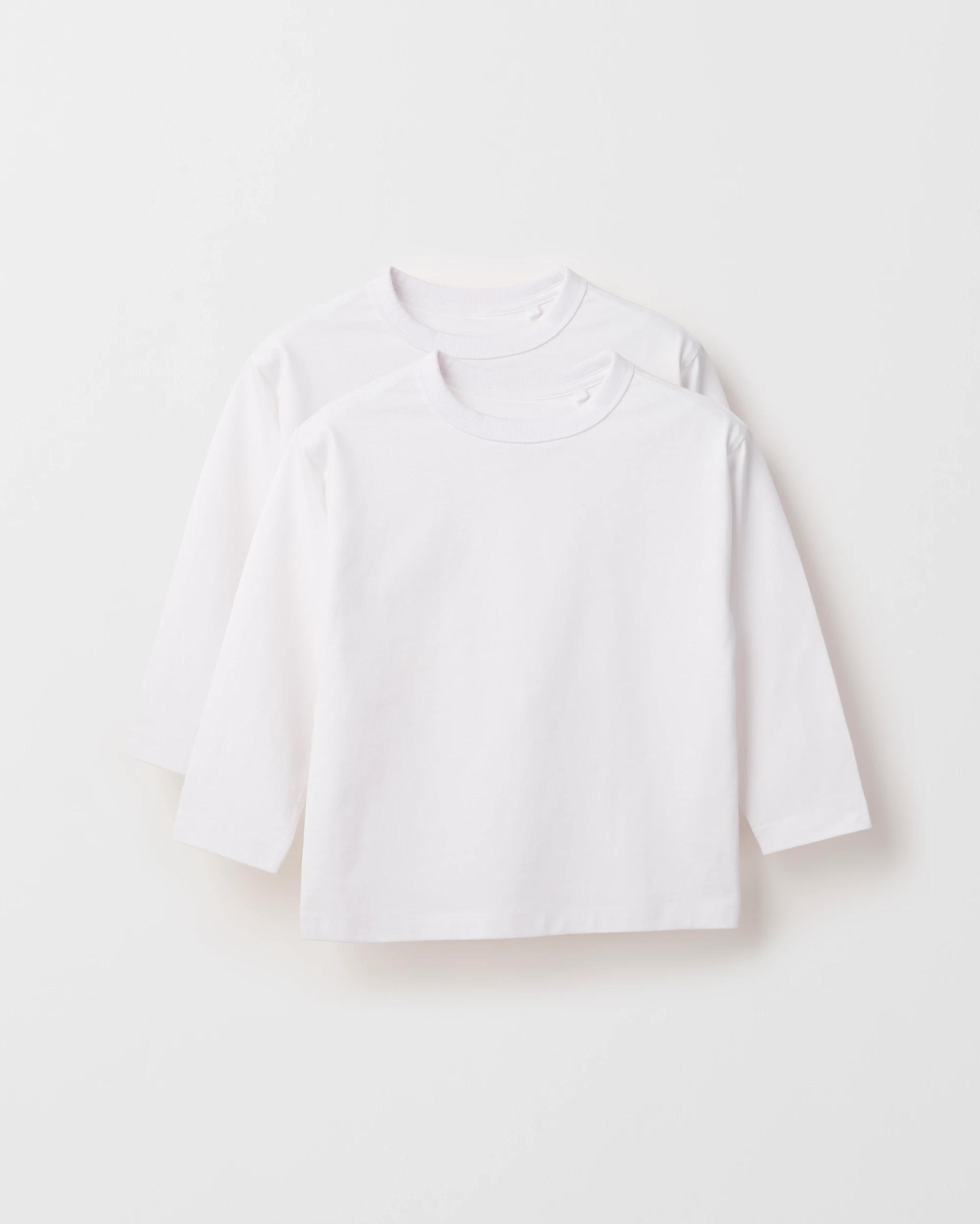 1 Target Kids Organic Cotton 2 Pack Plain Long Sleeve T-Shirt WHITE, 1 of 3