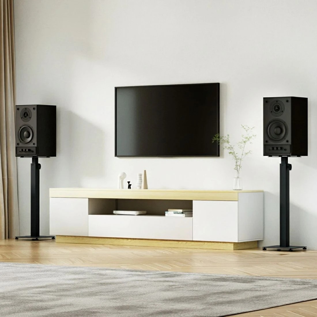 4 Alpha Speaker Stand 70-117cm Adjustable Height 2pcs - Black, 4 of 6
