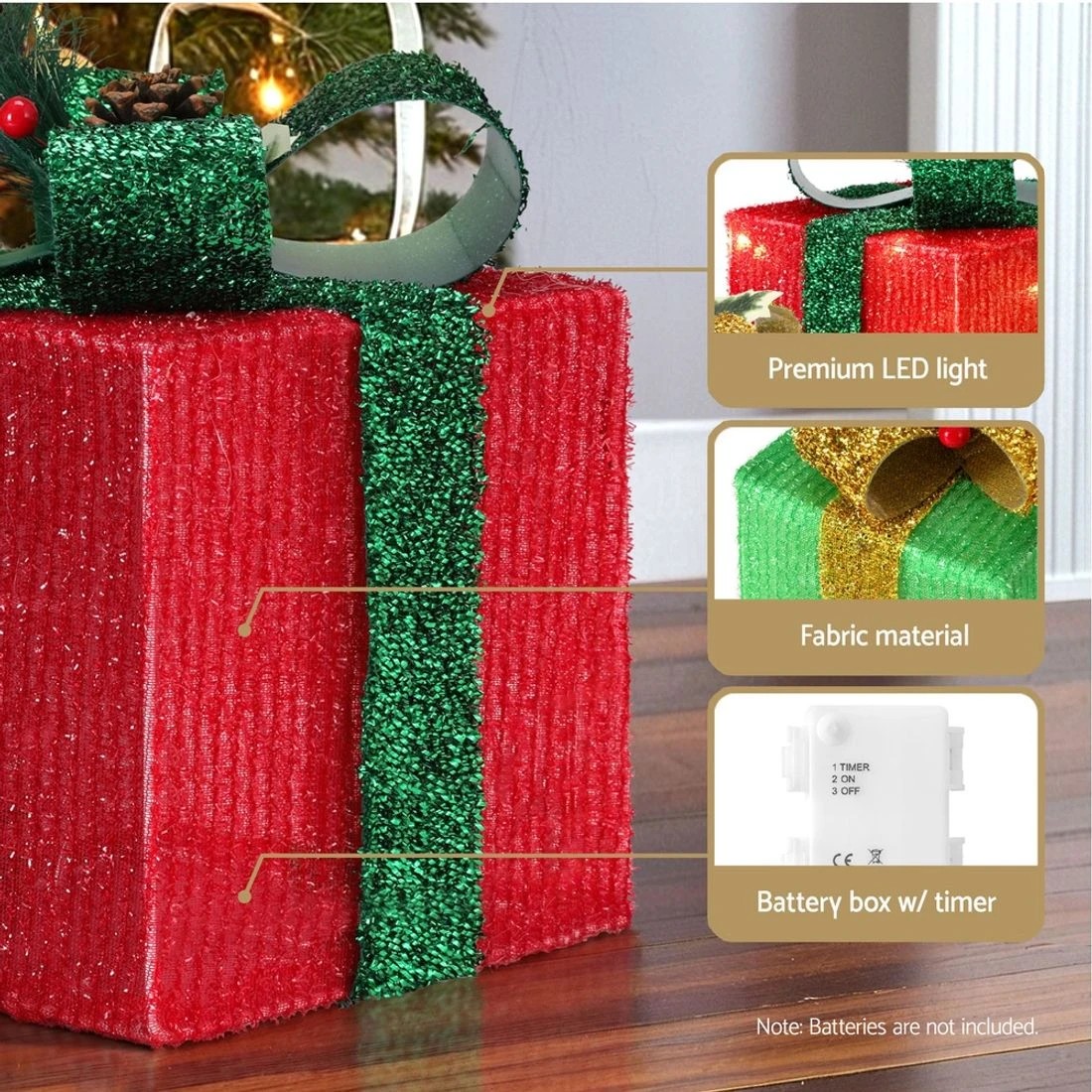 7 Jingle Jollys Christmas Lights 60 Led Fairy Light Gift Box 3pcs Decorations Rgw Led String Lights Indoor Outdoor - Multi, 7 of 7