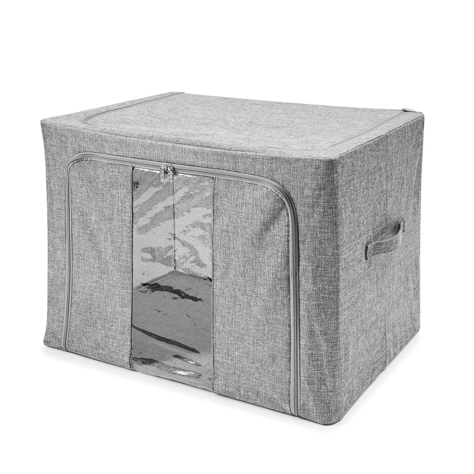 4 Linen Look Collapsible Box with Window - Extra Large, Charcoal, 4 of 10