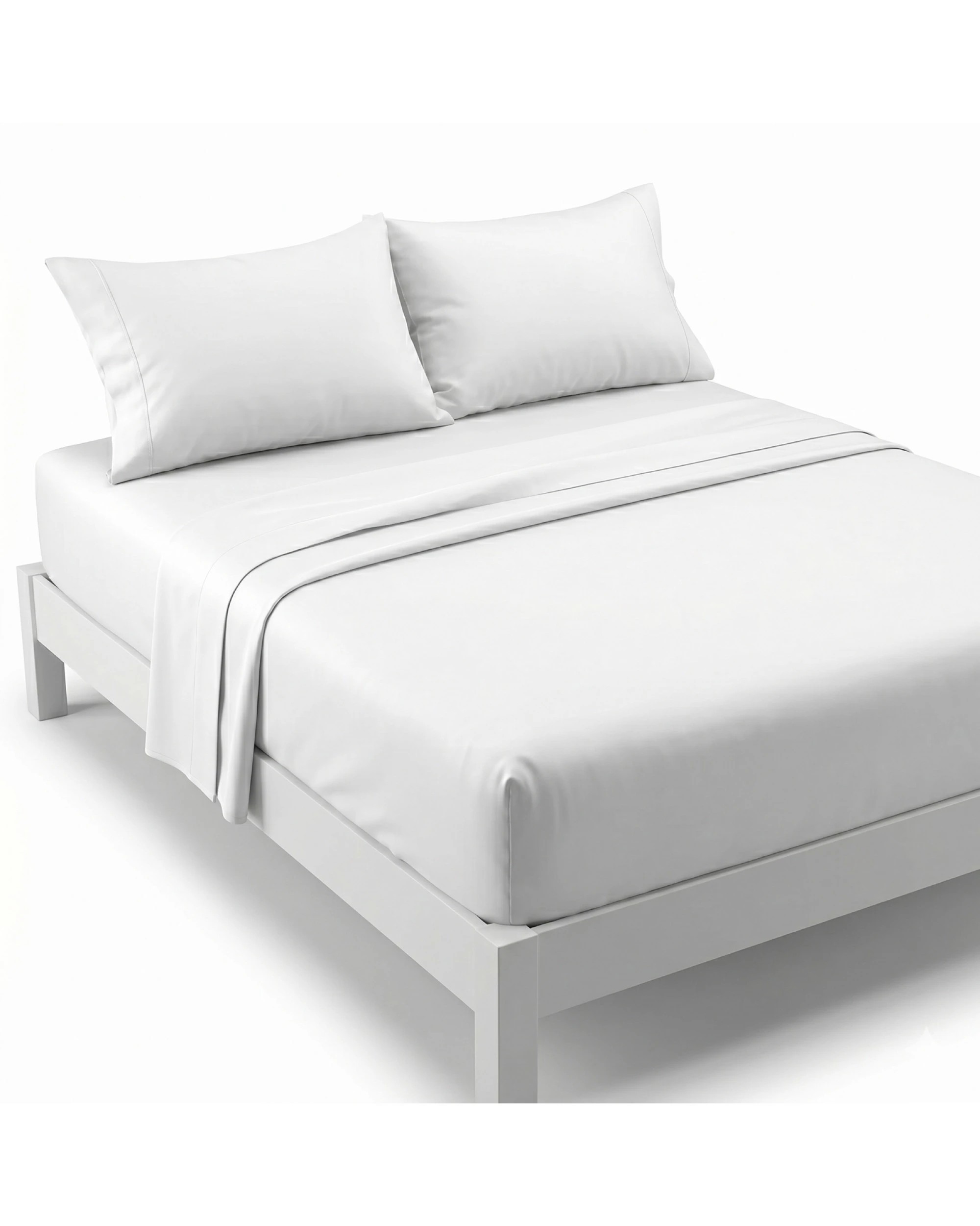 1 Linen Home 600TC Egyptian Cotton Sheet Set in White Queen - Queen Bed - White, 1 of 1