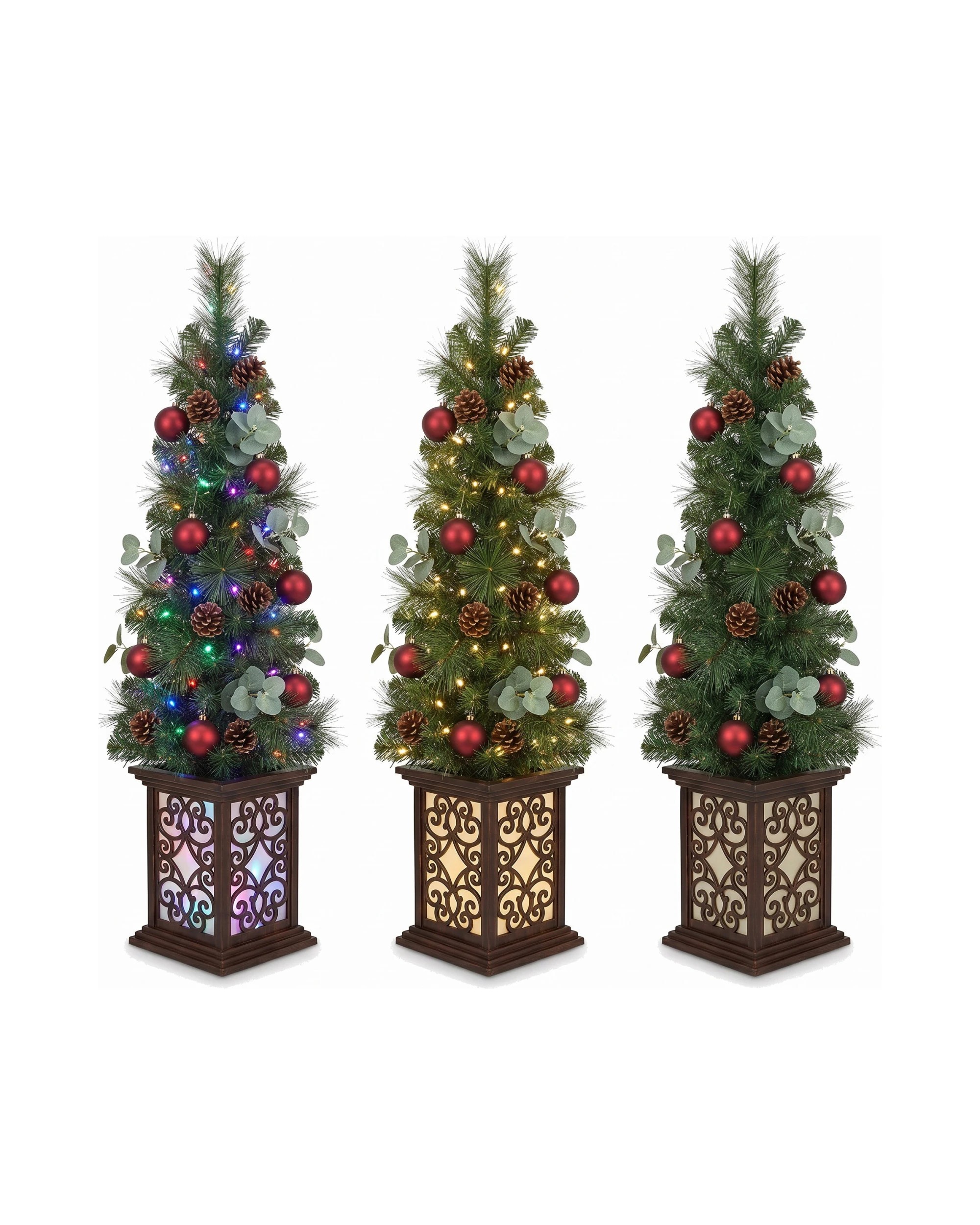 10 Christabelle 1.2m 4ft Sable Fir Potted Christmas Tree Pre Lit Multi Function LED Artificial Indoor Xmas Decor Home, 10 of 10