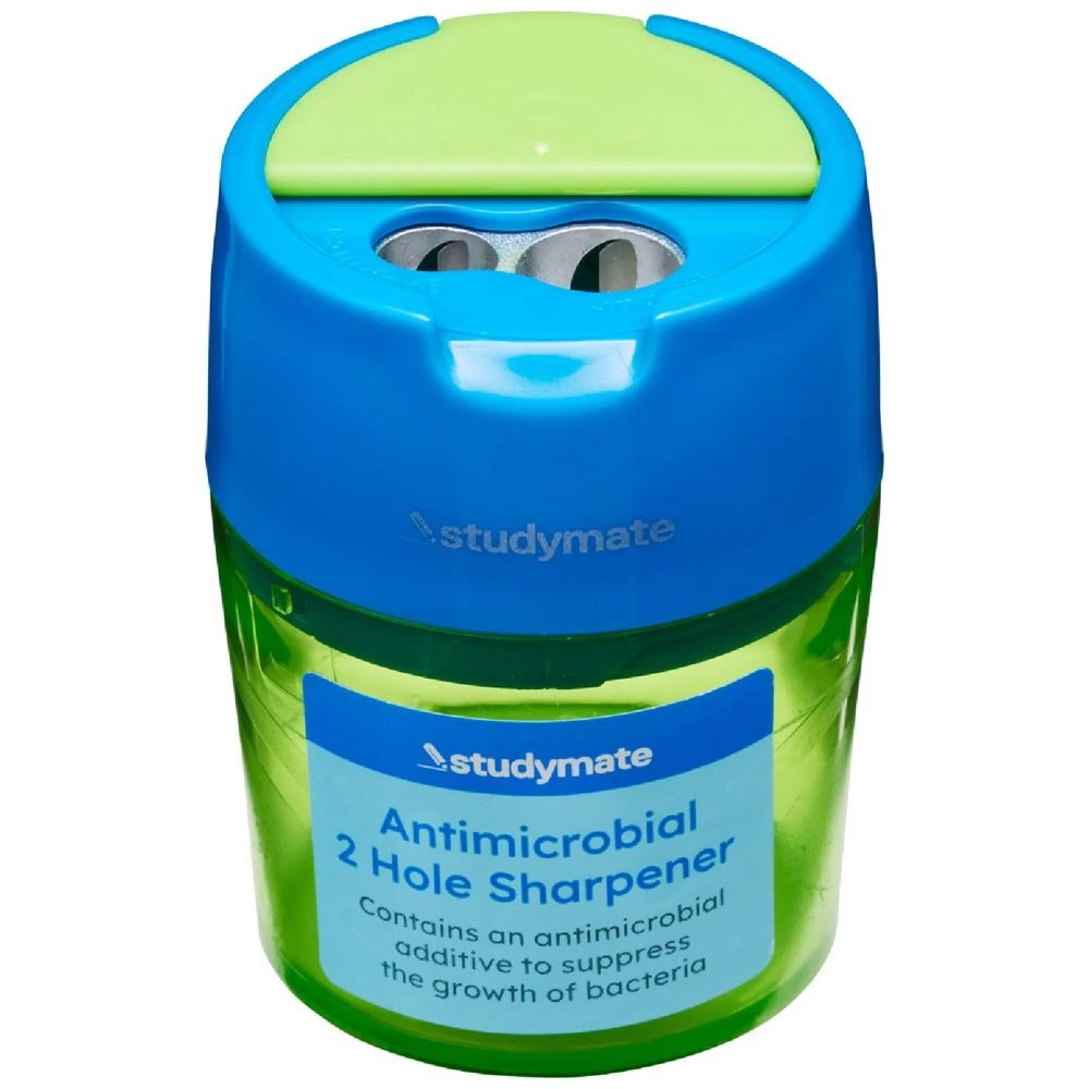 2 Studymate Barrel 2 Hole Sharpener Blue and Green, 2 of 2