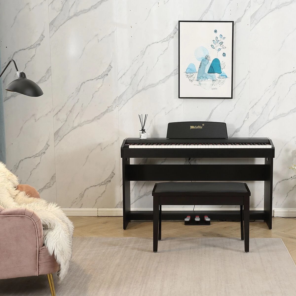 2 Melodic 88-Key Hammer Action Digital Piano w/ Weighted Keyboard, 2 of 4