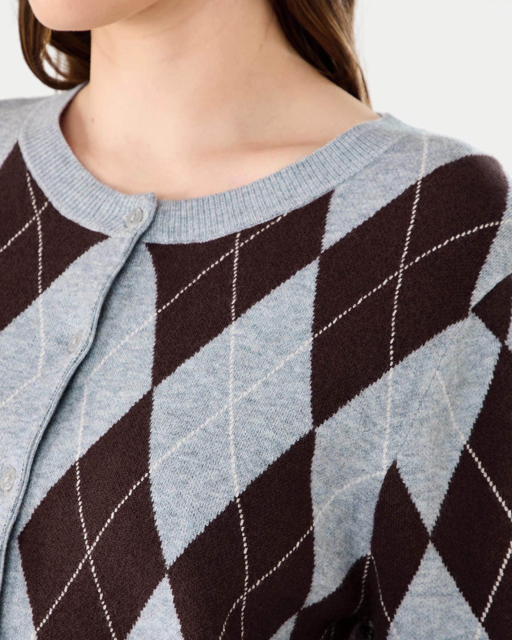 6 Lightweight Argyle Cardigan Gry Argyle, 6 of 7