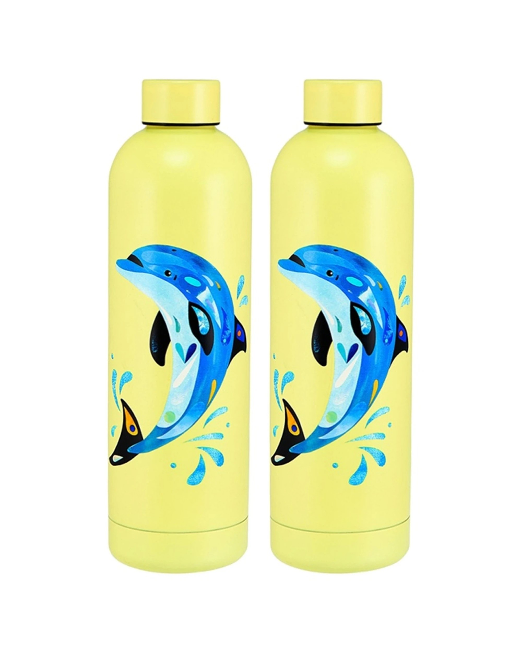 1 Maxwell & Williams 2x Pete Cromer Ozzie Ocean Insulated Bottle Set 750ml Dolphin - Yellow, 1 of 5