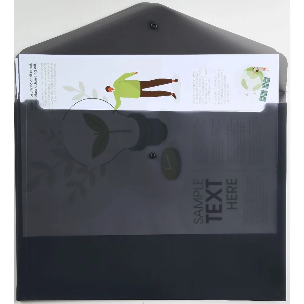 2 J.Burrows A3 Button Document Wallet Black, 2 of 3