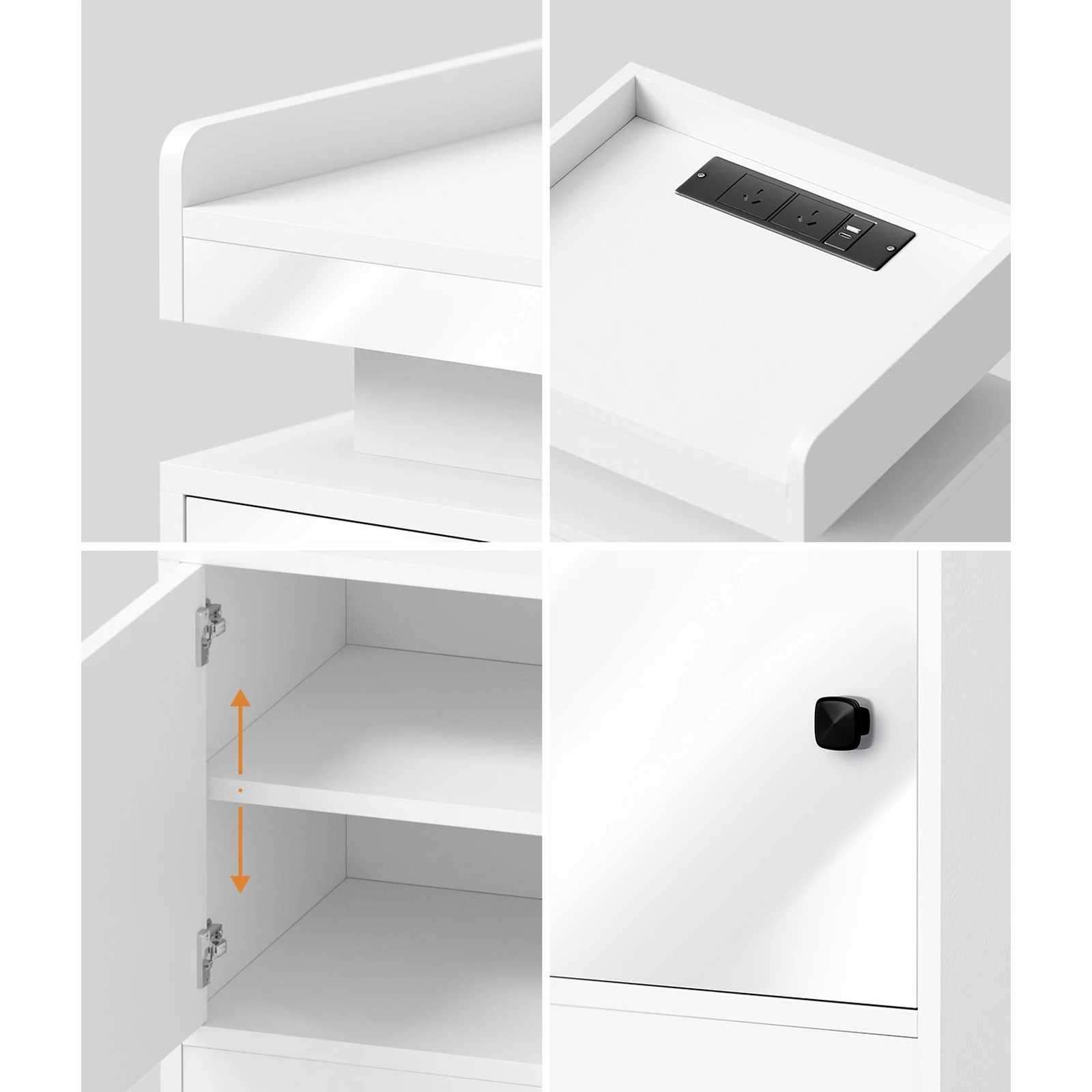 6 Oikiture Bedside Table Led Nightstand Usb Charging Station
 - White, 6 of 10
