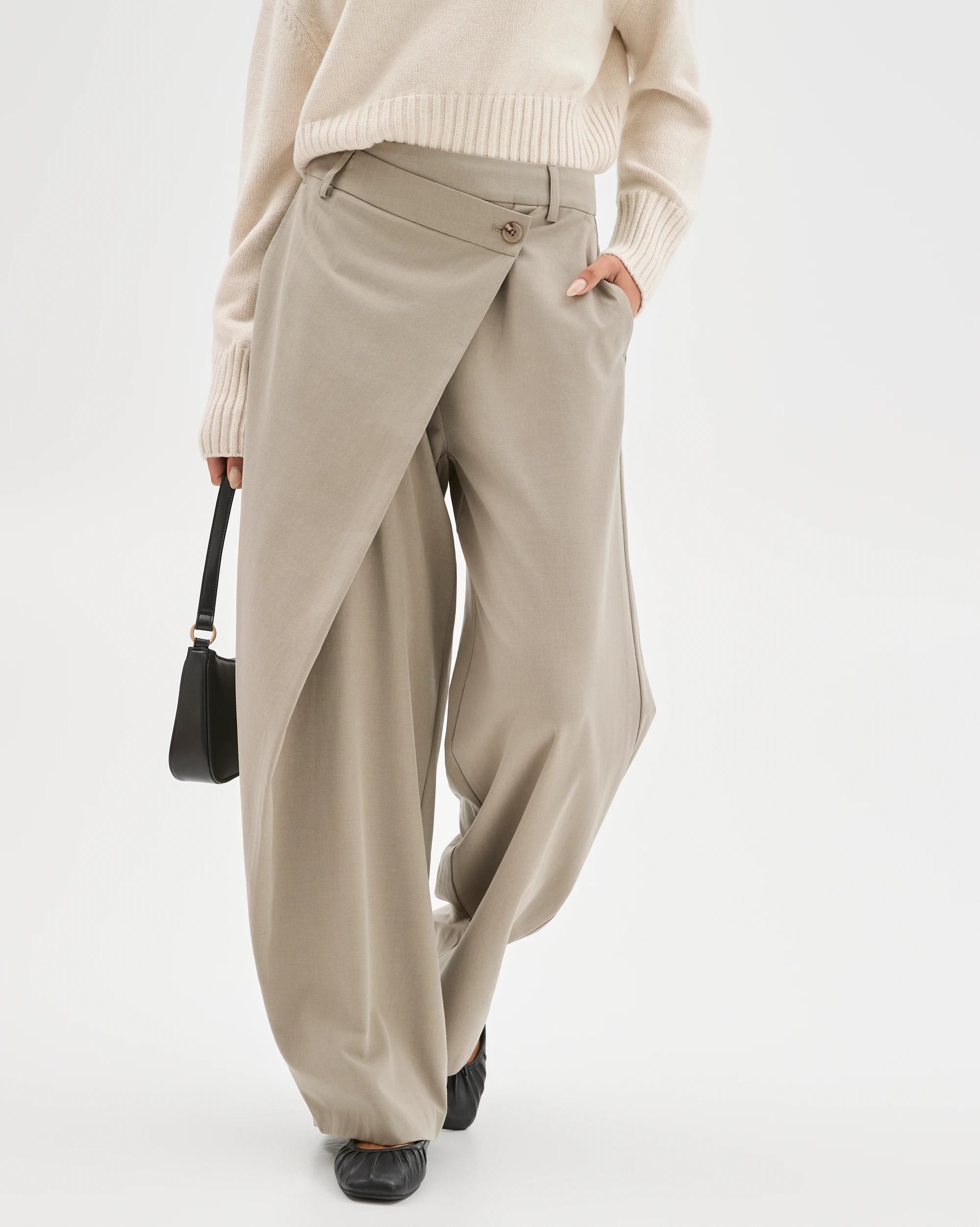 2 Lily Loves Wrap Front Tailored Pants LIGHT KHAKI, 2 of 7