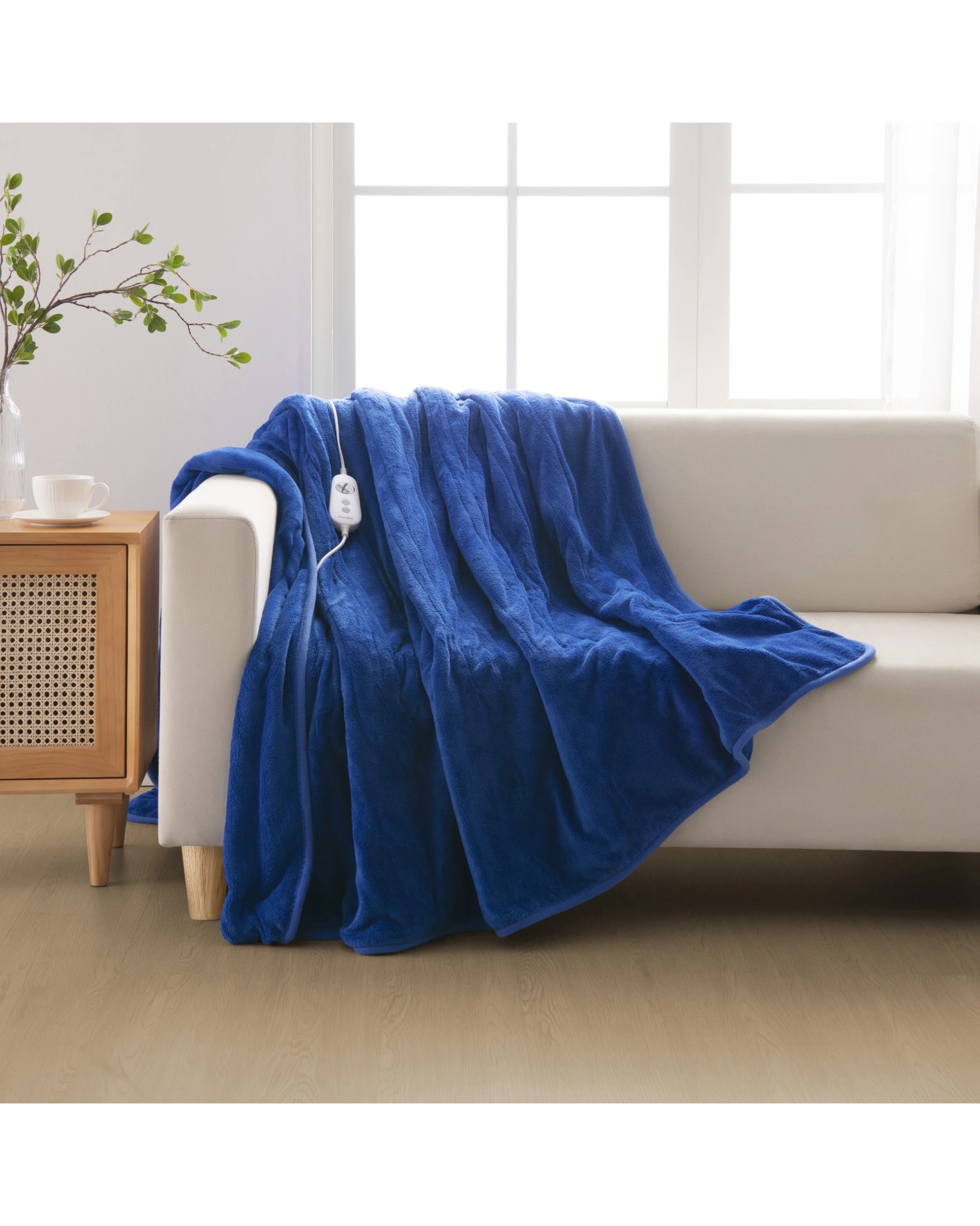 1 Dreamaker Kingston Coral Fleece Electric Heated Throw Blanket 180x200cm - Blue, 1 of 5