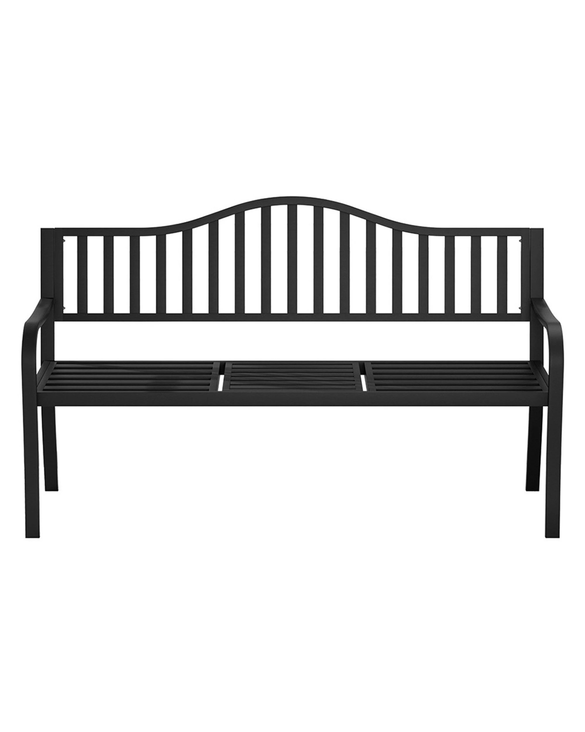 3 Gardeon Outdoor Garden Bench Seat Loveseat Steel Foldable Table Patio Furniture
 - Black, 3 of 3