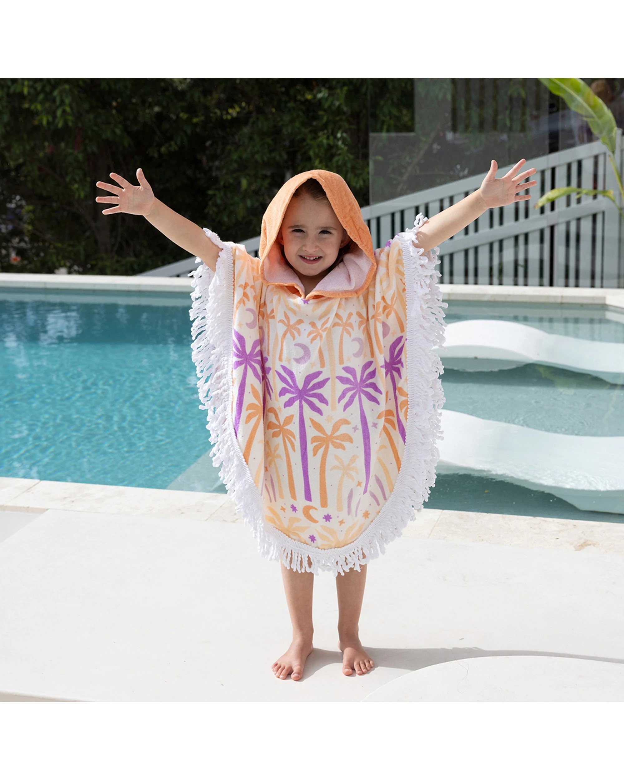 2 BAMBURY Kids Shaped Poncho Hooded Towel UPF 50 Sun Protection Soft Absorbent Cotton - Multi, 2 of 6