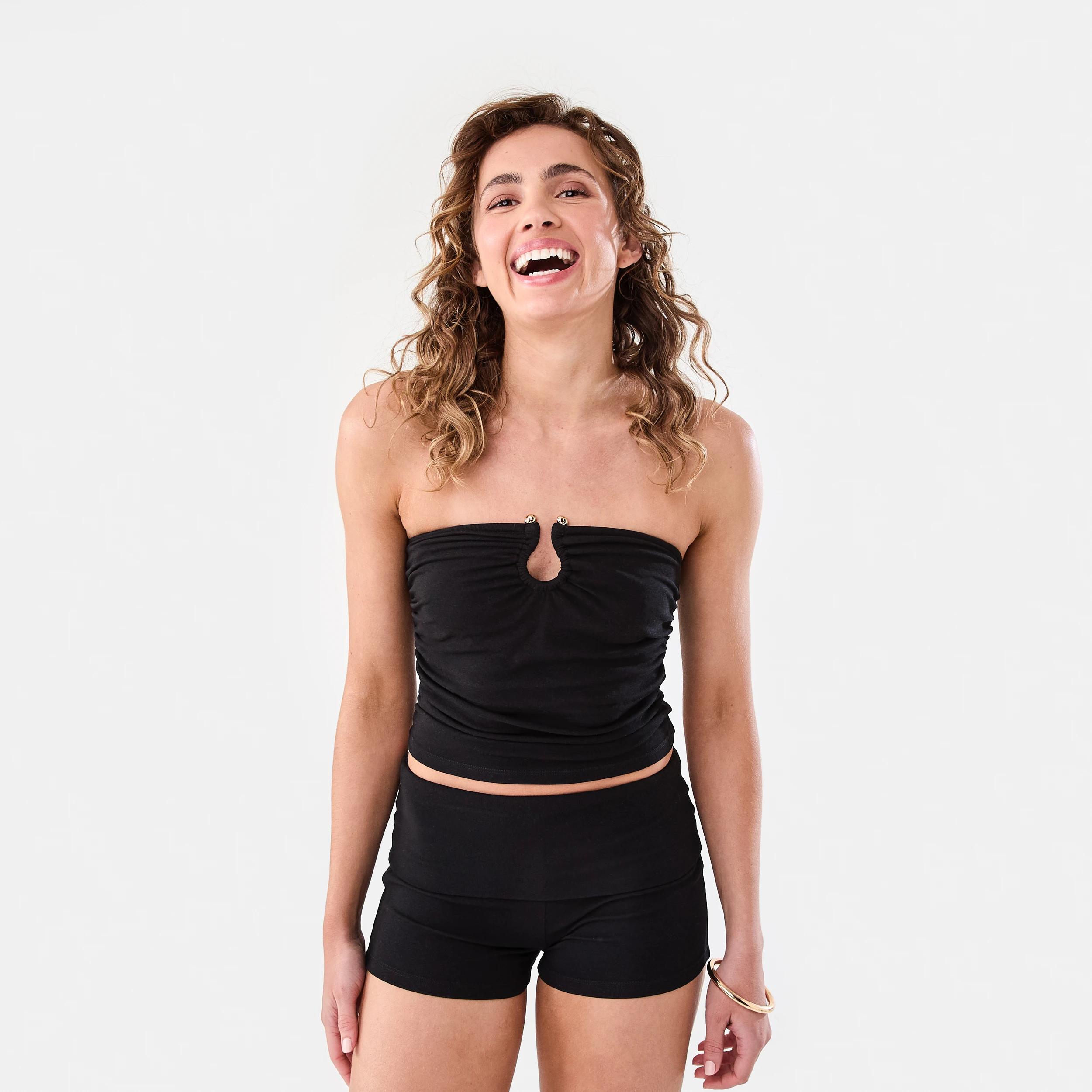 6 Fold Over Mini Shorts Black, 6 of 6