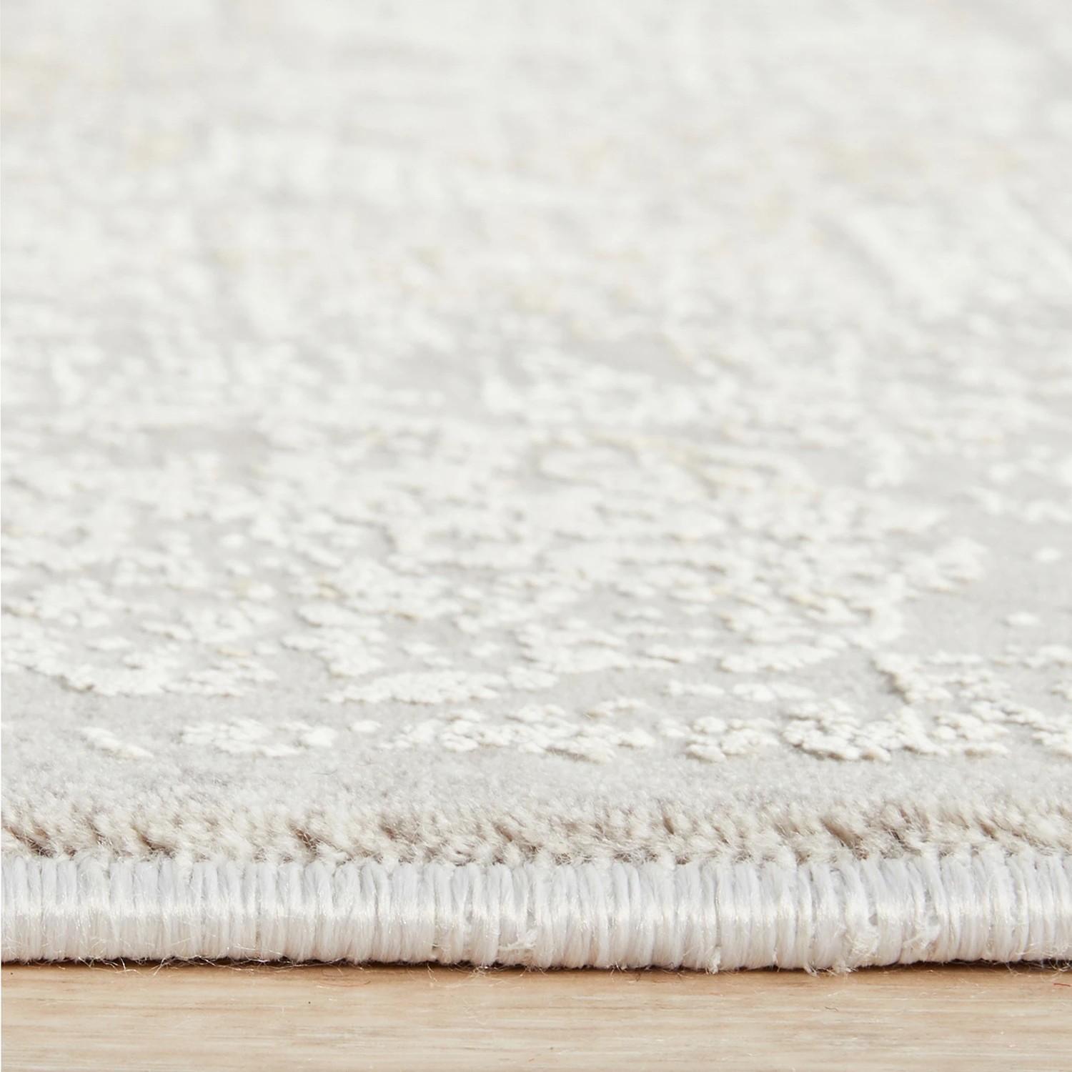 7 Common Ground Rugs Glimmers 110 300x80cm Runner - Medium Bamboo Silk Rug - Stone - Grey, 7 of 9
