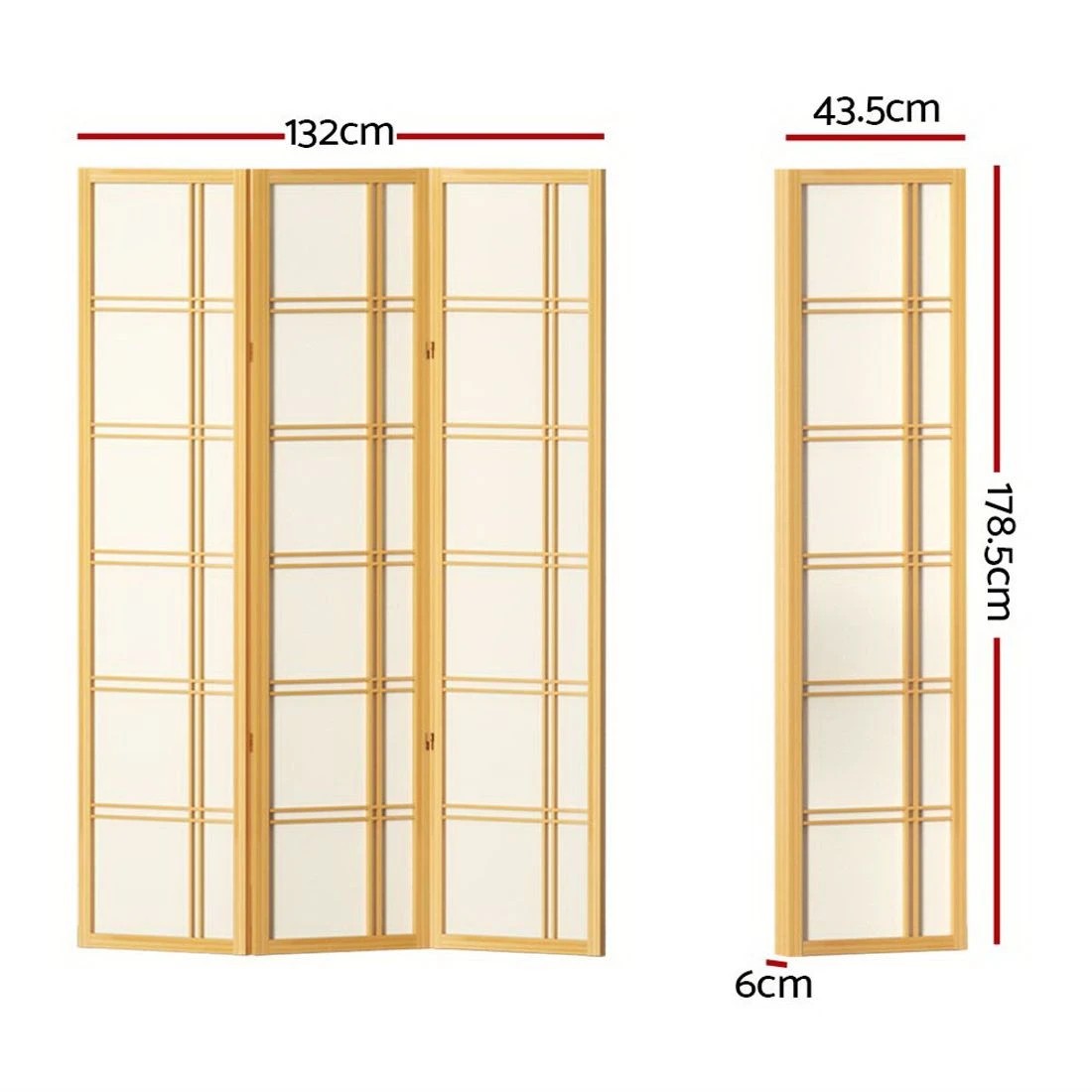 3 Artiss 3 Panel Room Divider Screen 132x179cm Nova - Natural, 3 of 7