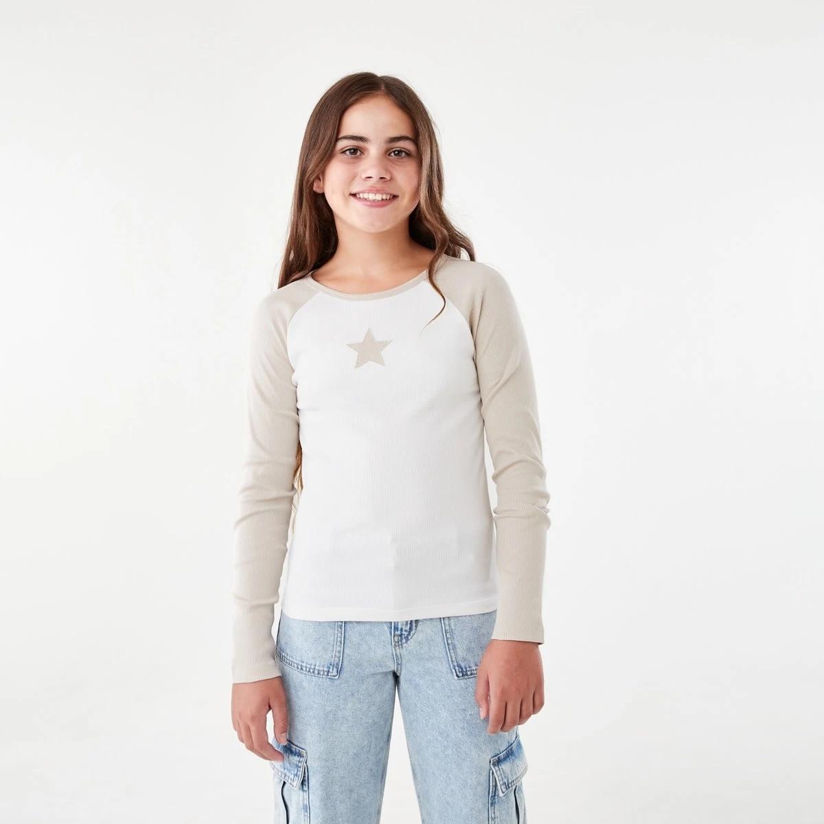 1 Long Sleeve Raglan T-shirt Bge Star, 1 of 8