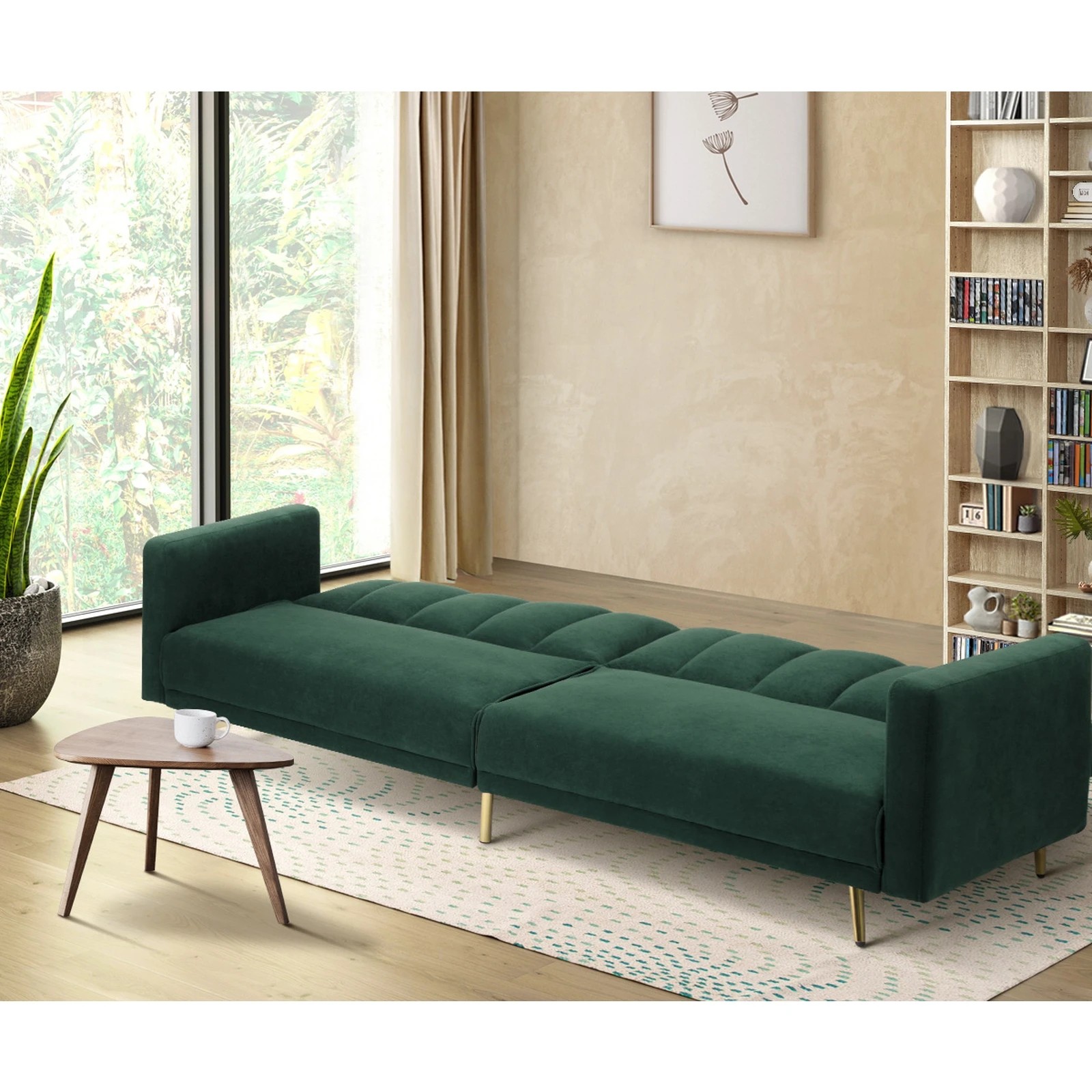 3 Oikiture 3 Seater Sofa Bed Couch Convertible Lounge Recliner Beds Velvet
 - Green, 3 of 10