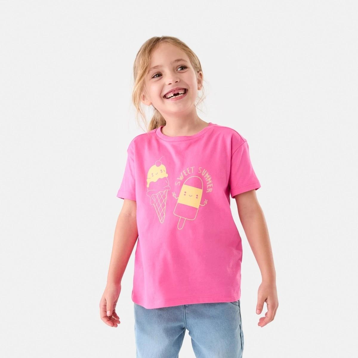 1 Short Sleeve Print T-shirt Pnk Icecrm, 1 of 8