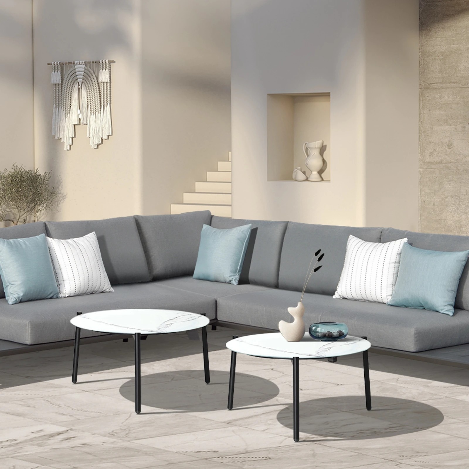 9 Livsip Coffee Side Marble Table Outdoor Patio Furniture Garden 70cm Round Desk
 - Multi, 9 of 10