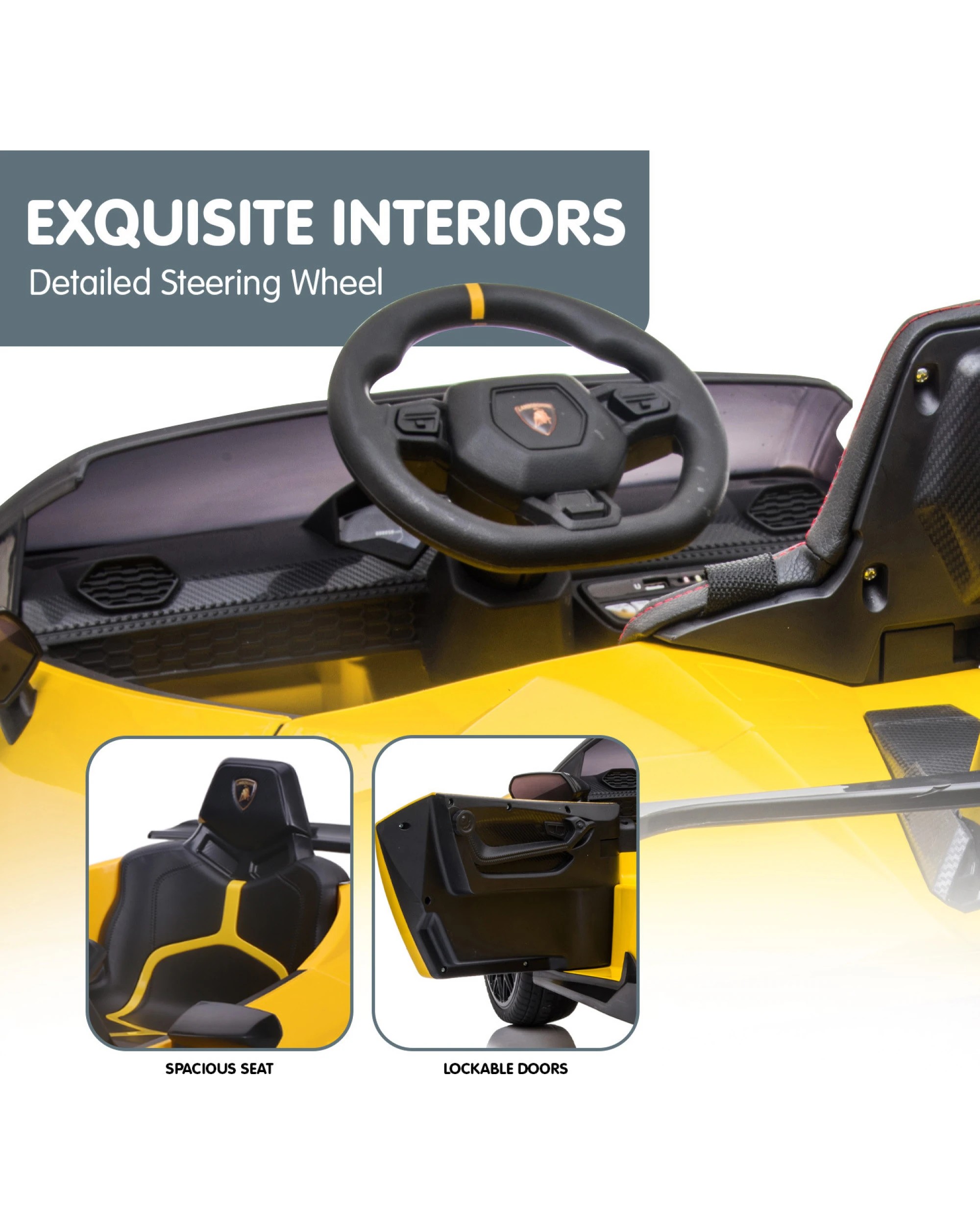 4 Kahuna Lamborghini Performante Kids Electric Ride On Car - Yellow, 4 of 10