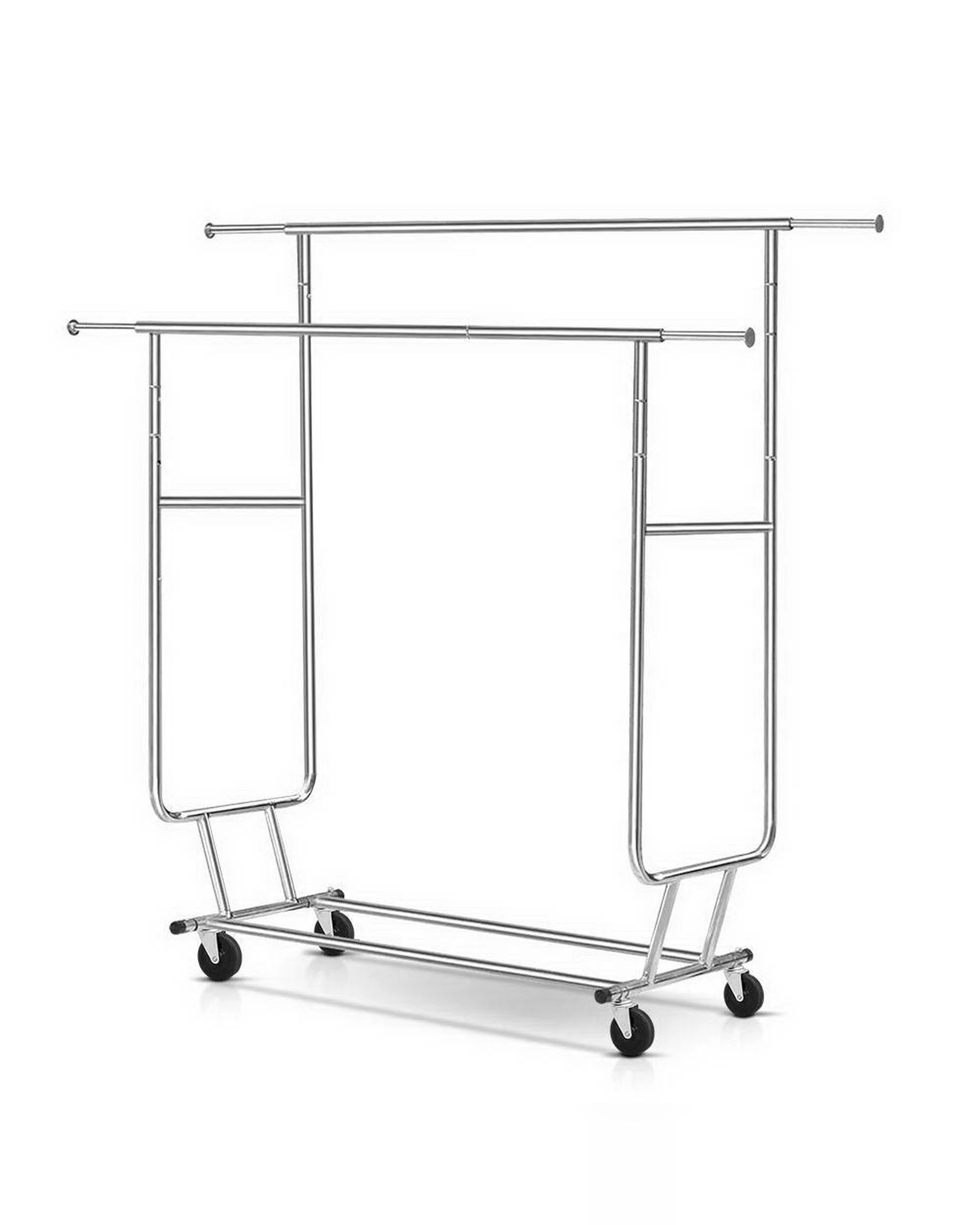 1 Artiss Clothes Rack Airer Double Rail Coat Stand Adjustable Hanger - Silver, 1 of 7
