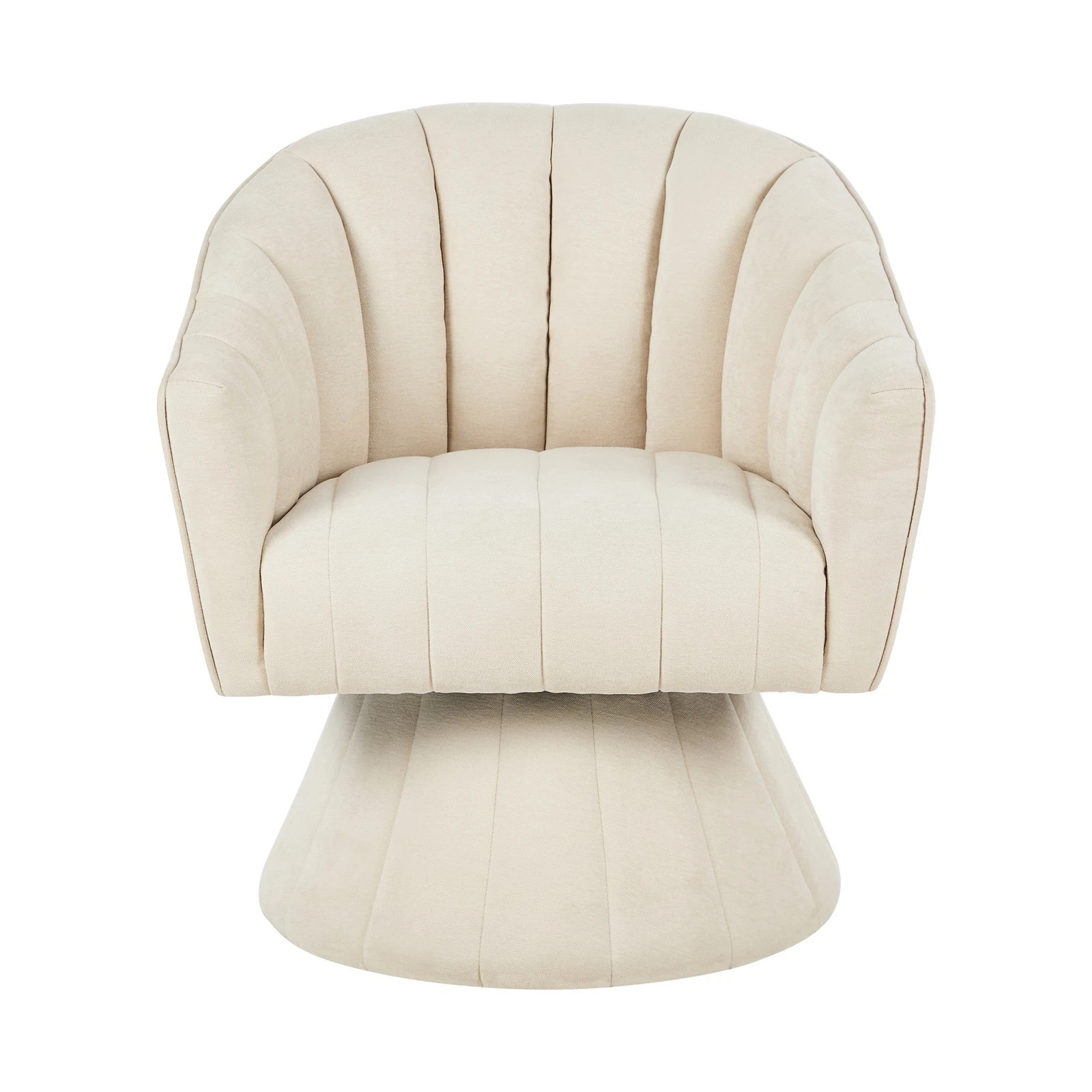 8 Oikiture 2x Swivel Armchair Linen Fabric Lounge Chair Accent Chair - Beige, 8 of 10